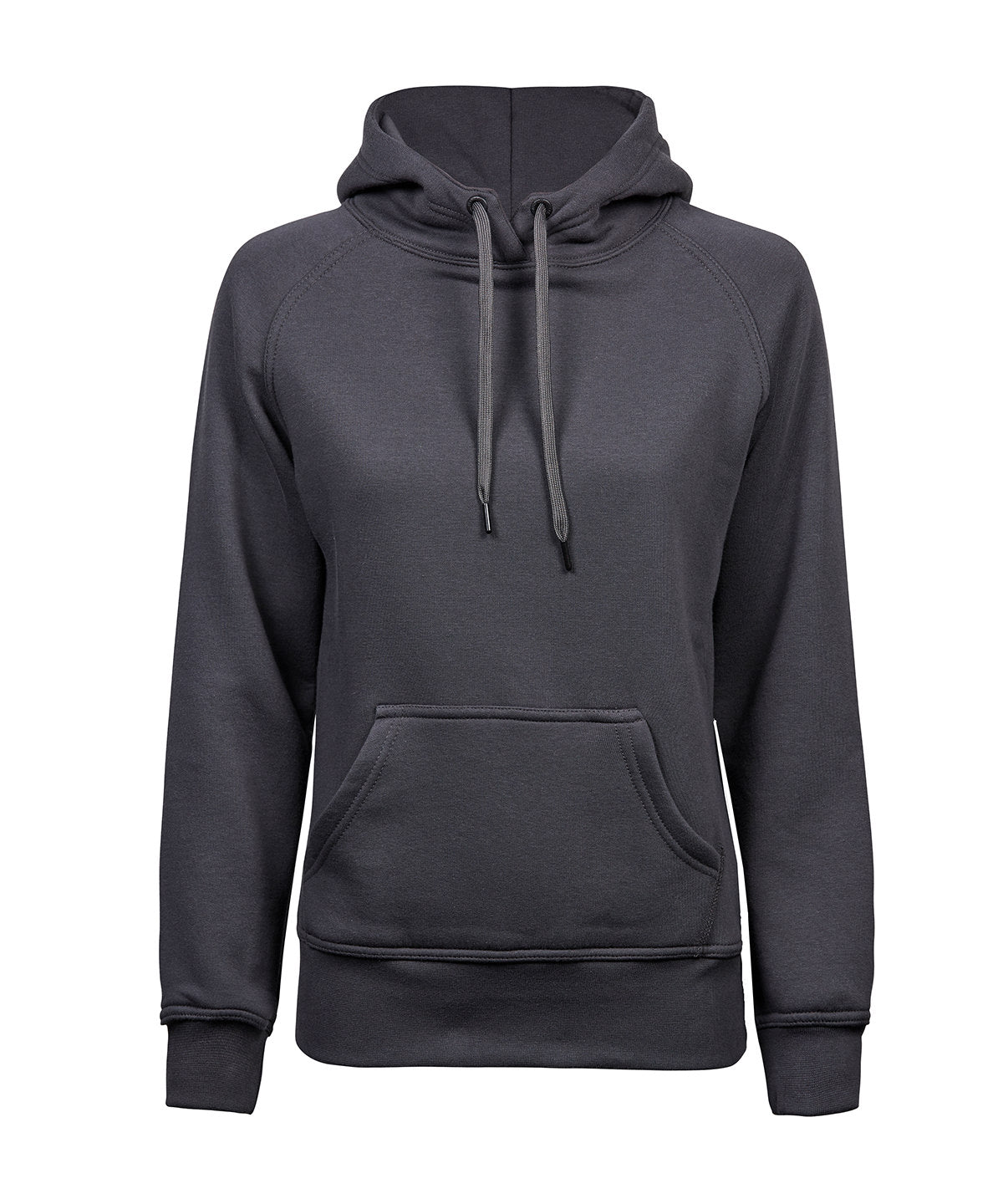 Tee Jays Women’s hooded sweatshirt in Dark Grey, front view