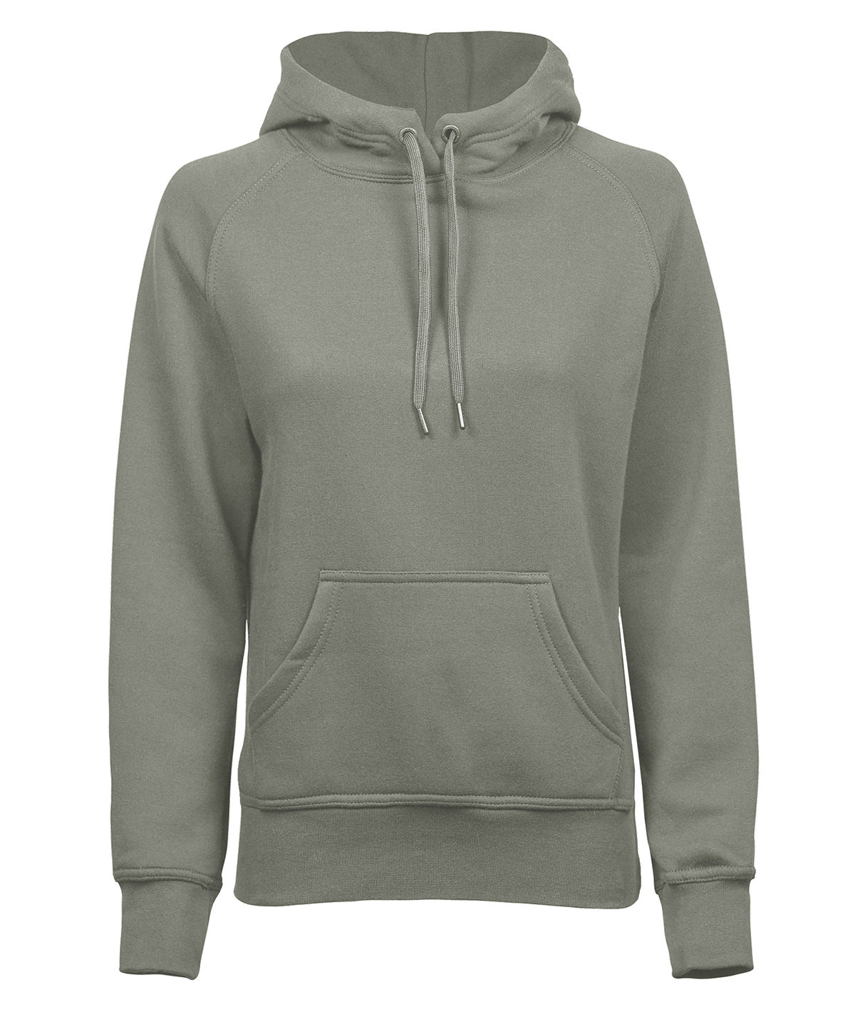 Tee Jays Women’s hooded sweatshirt in Sage, front view