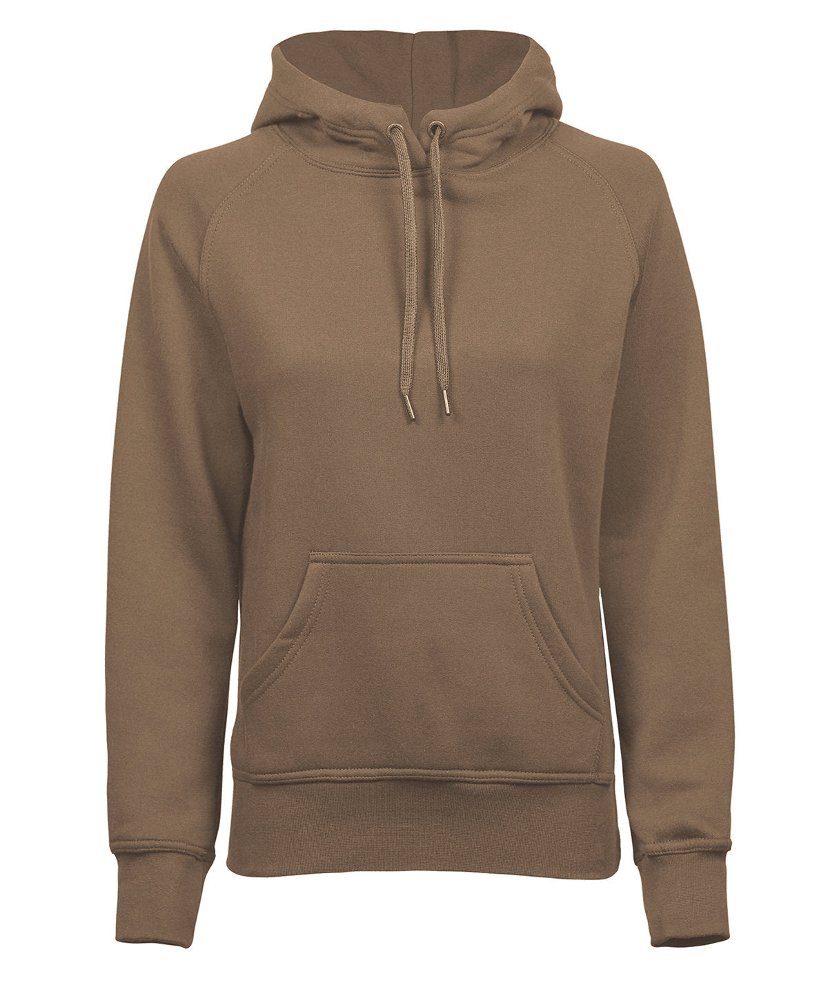 Tee Jays Women’s hooded sweatshirt in Wood, front view