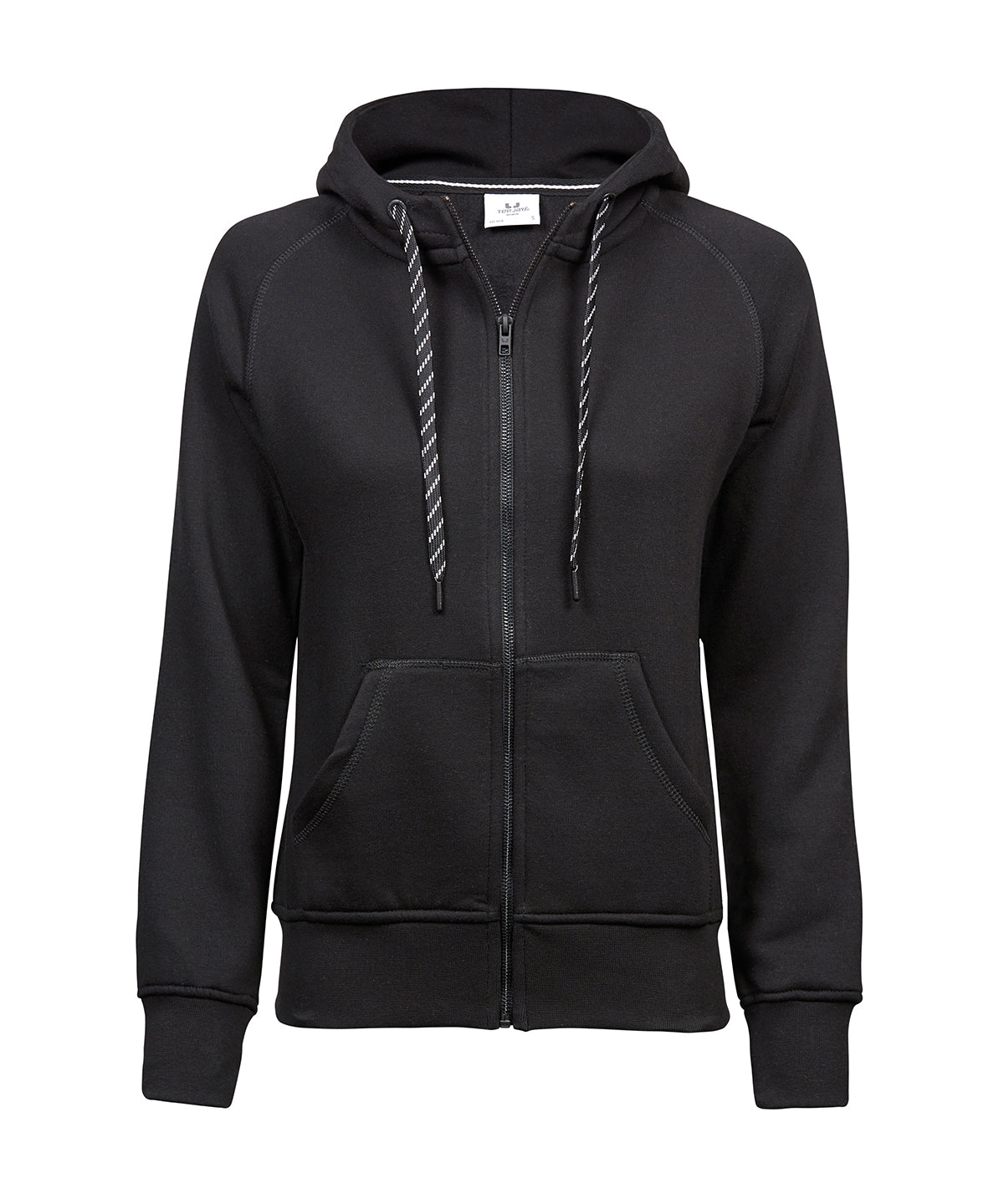 Tee Jays Women’s fashion full-zip hoodie in Black, front view