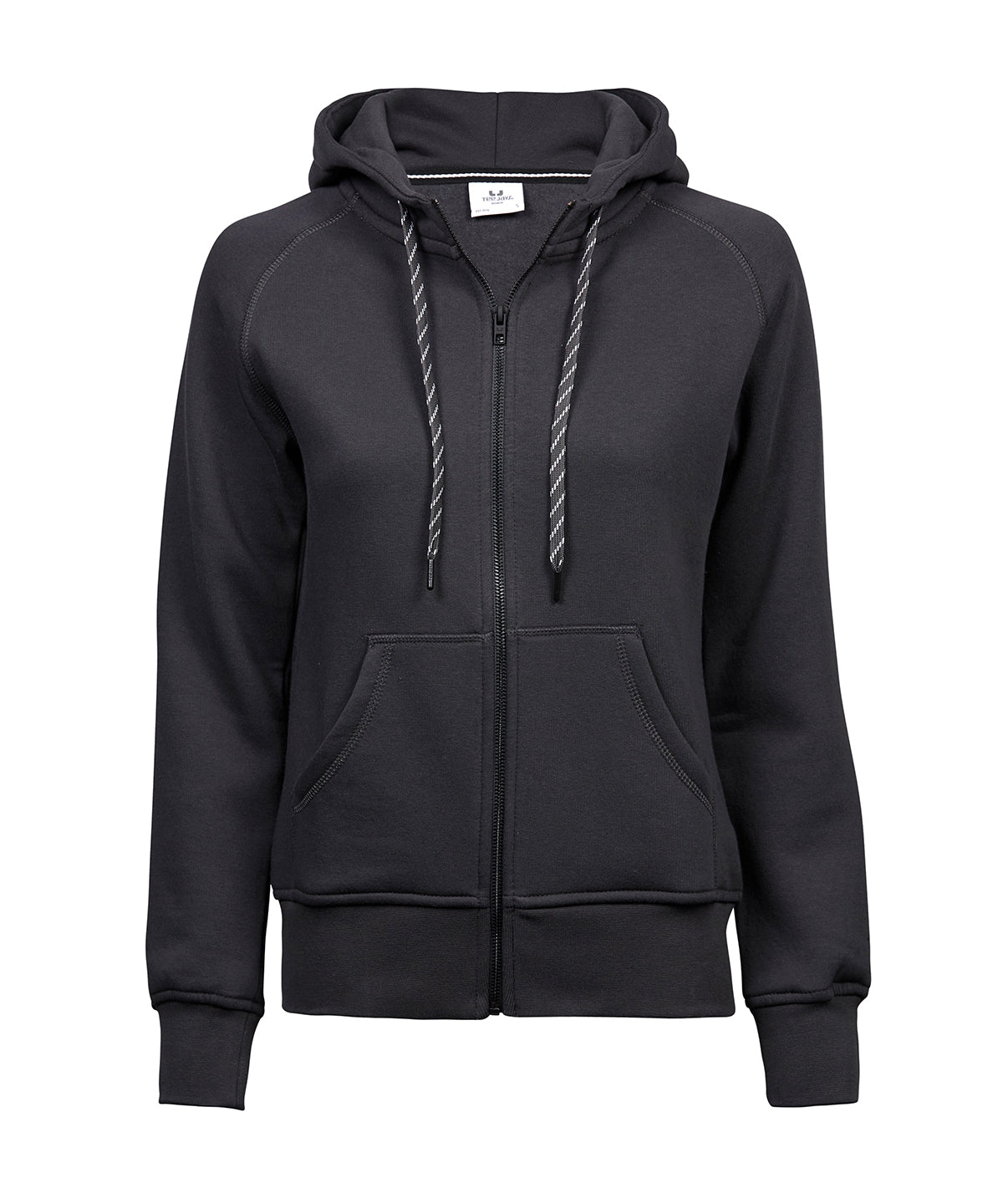 Tee Jays Women’s fashion full-zip hoodie in Dark Grey, front view