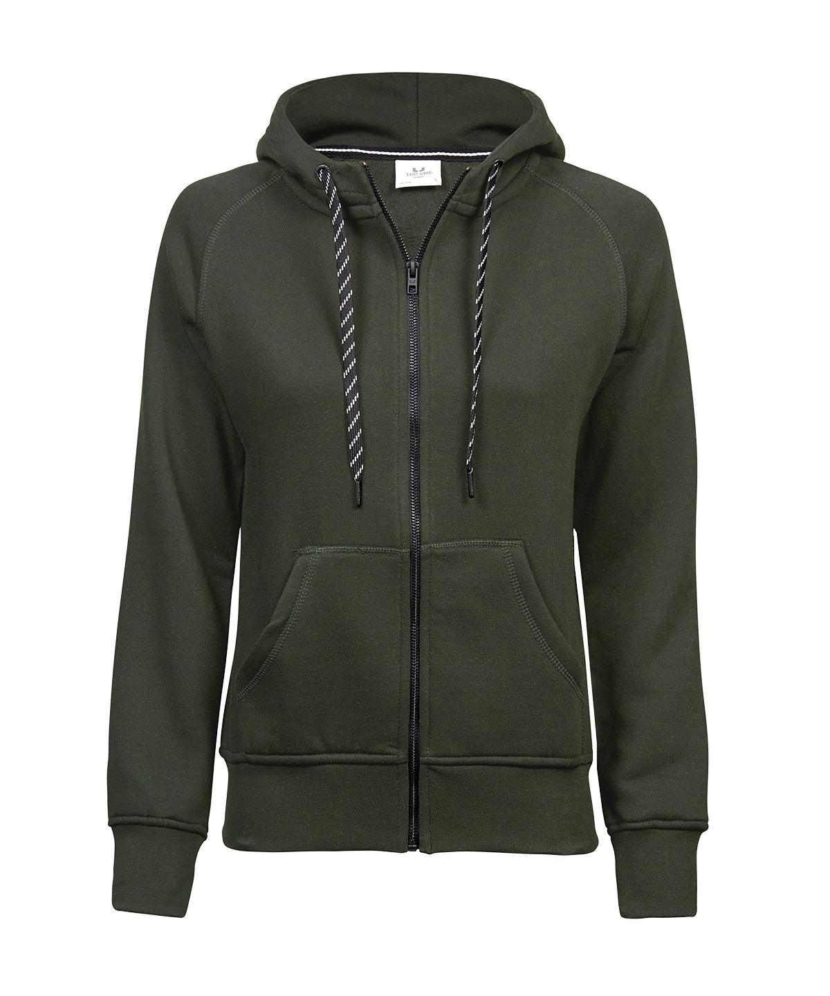 Tee Jays Women’s fashion full-zip hoodie in Deep Green, front view