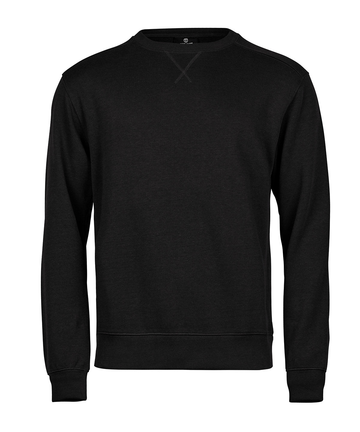 Tee Jays Ribbed interlock crew neck in Black, front view