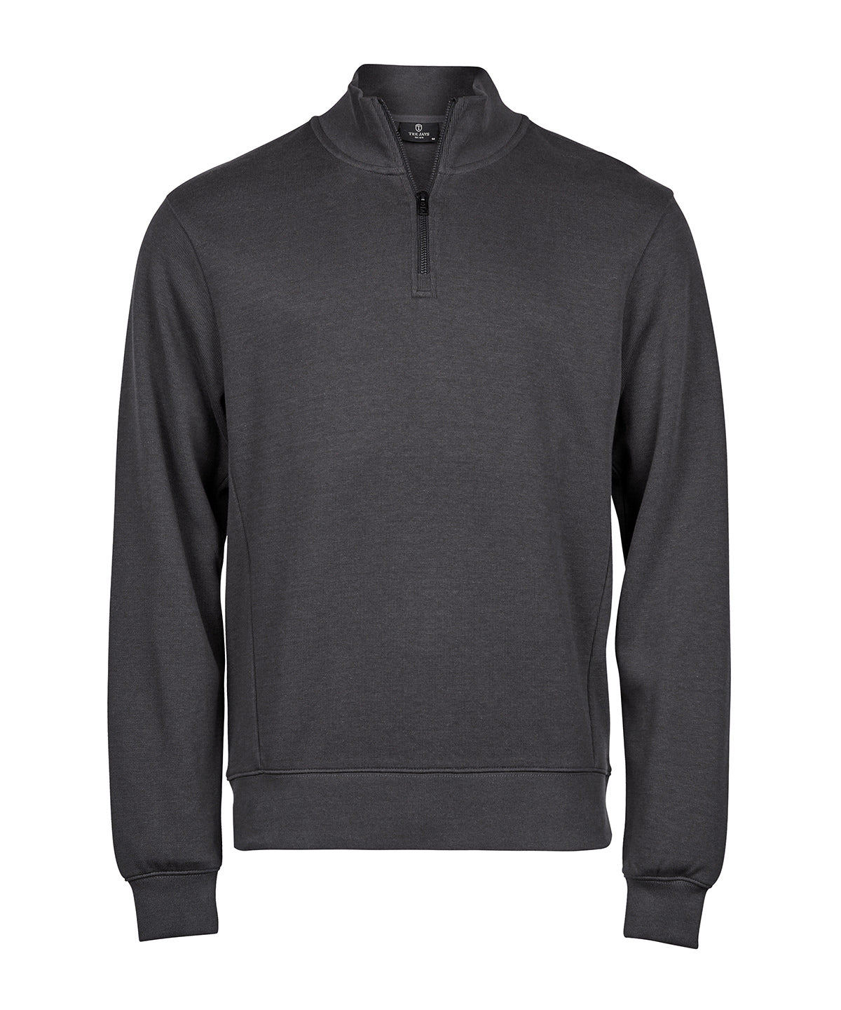 Tee Jays Ribbed interlock half-zip in Dark Grey, front view
