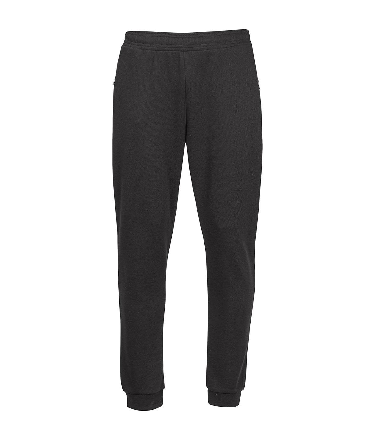 Tee Jays Ribbed interlock pants in Black, front view