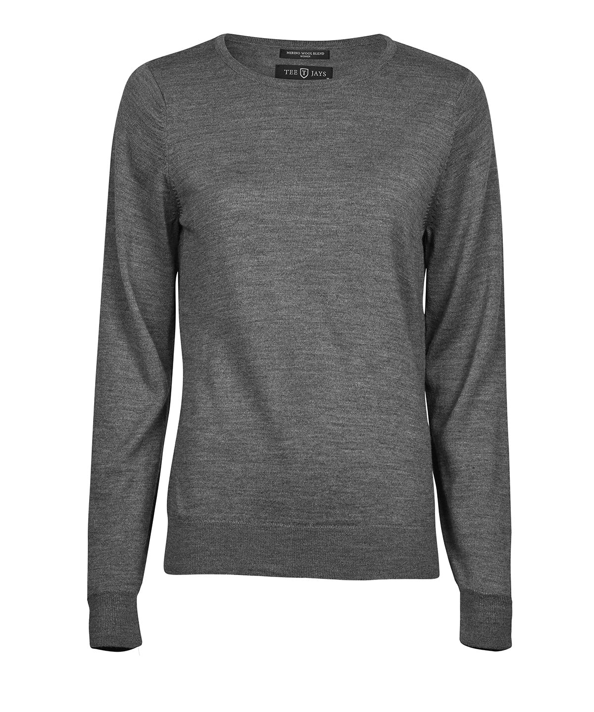 Tee Jays Women’s crew neck in Grey Melange, front view