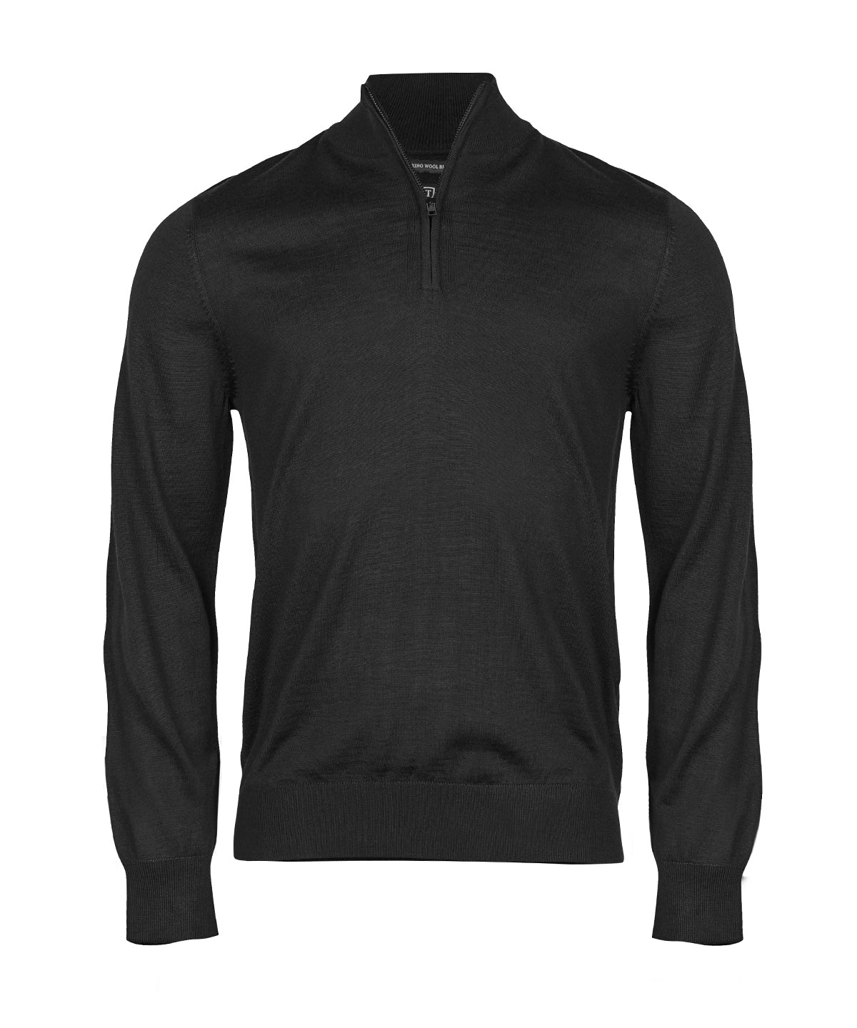 Tee Jays Half-zip in Black, front view