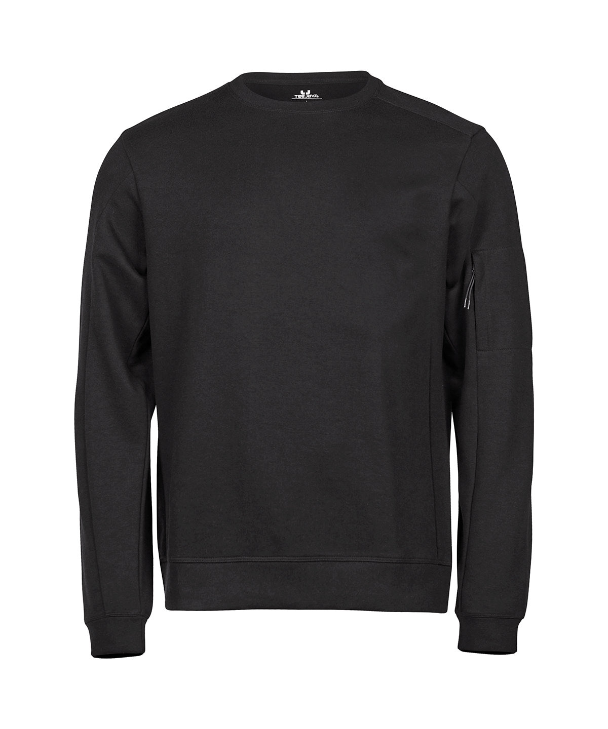 Tee Jays Athletic crew neck sweatshirt in Black, front view