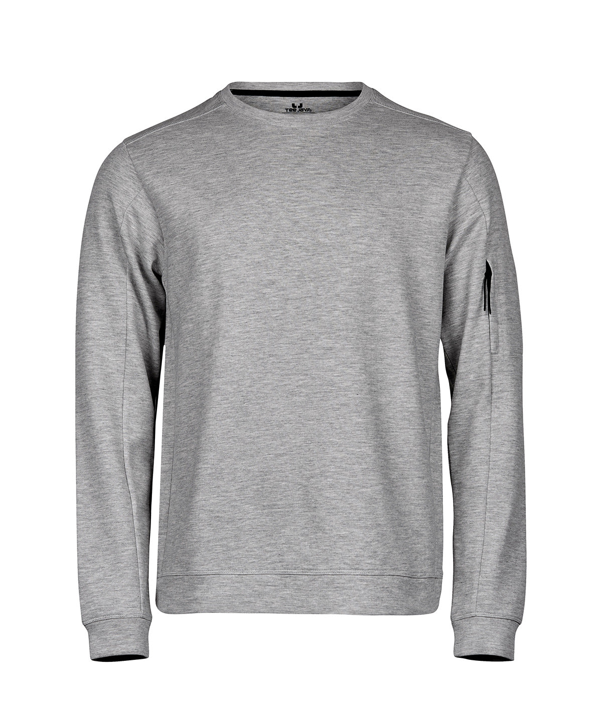 Tee Jays Athletic crew neck sweatshirt in Heather Grey, front view
