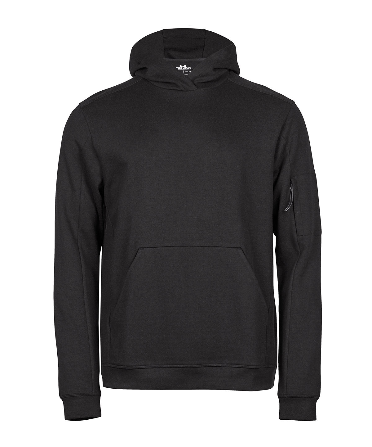 Tee Jays Athletic hooded sweatshirt in Black, front view