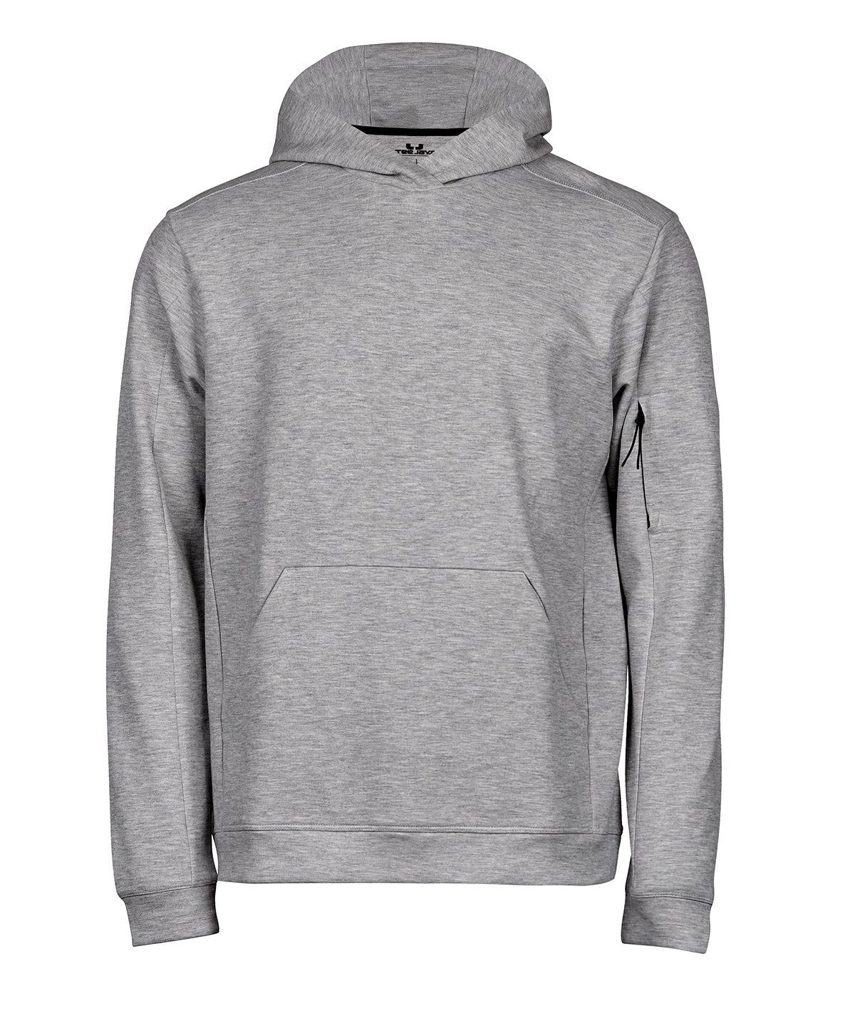Tee Jays Athletic hooded sweatshirt in Heather Grey, front view