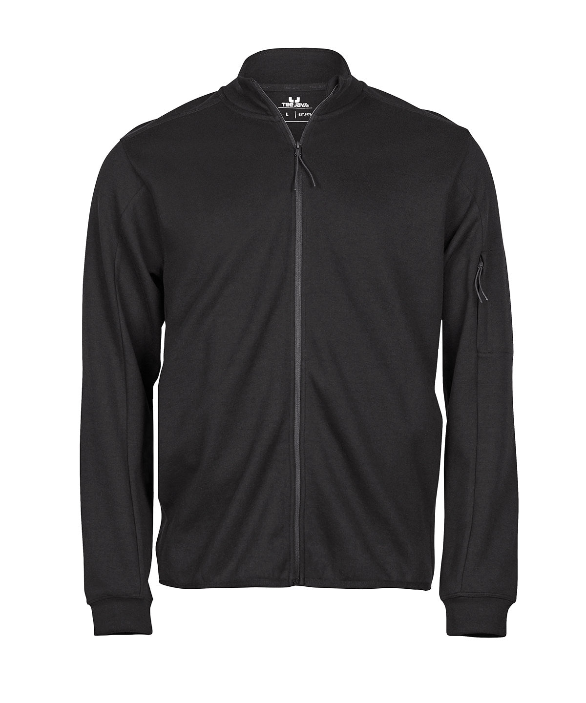 Tee Jays Athletic full-zip sweatshirt in Black, front view