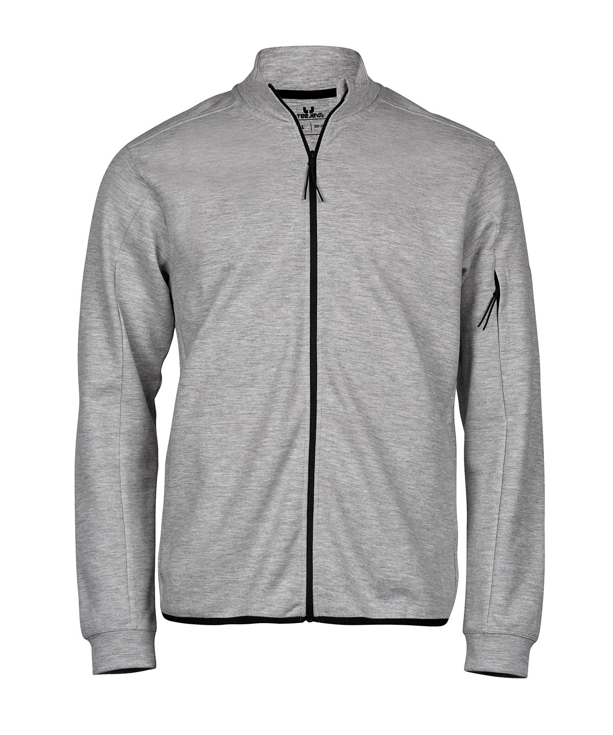 Tee Jays Athletic full-zip sweatshirt in Heather Grey, front view