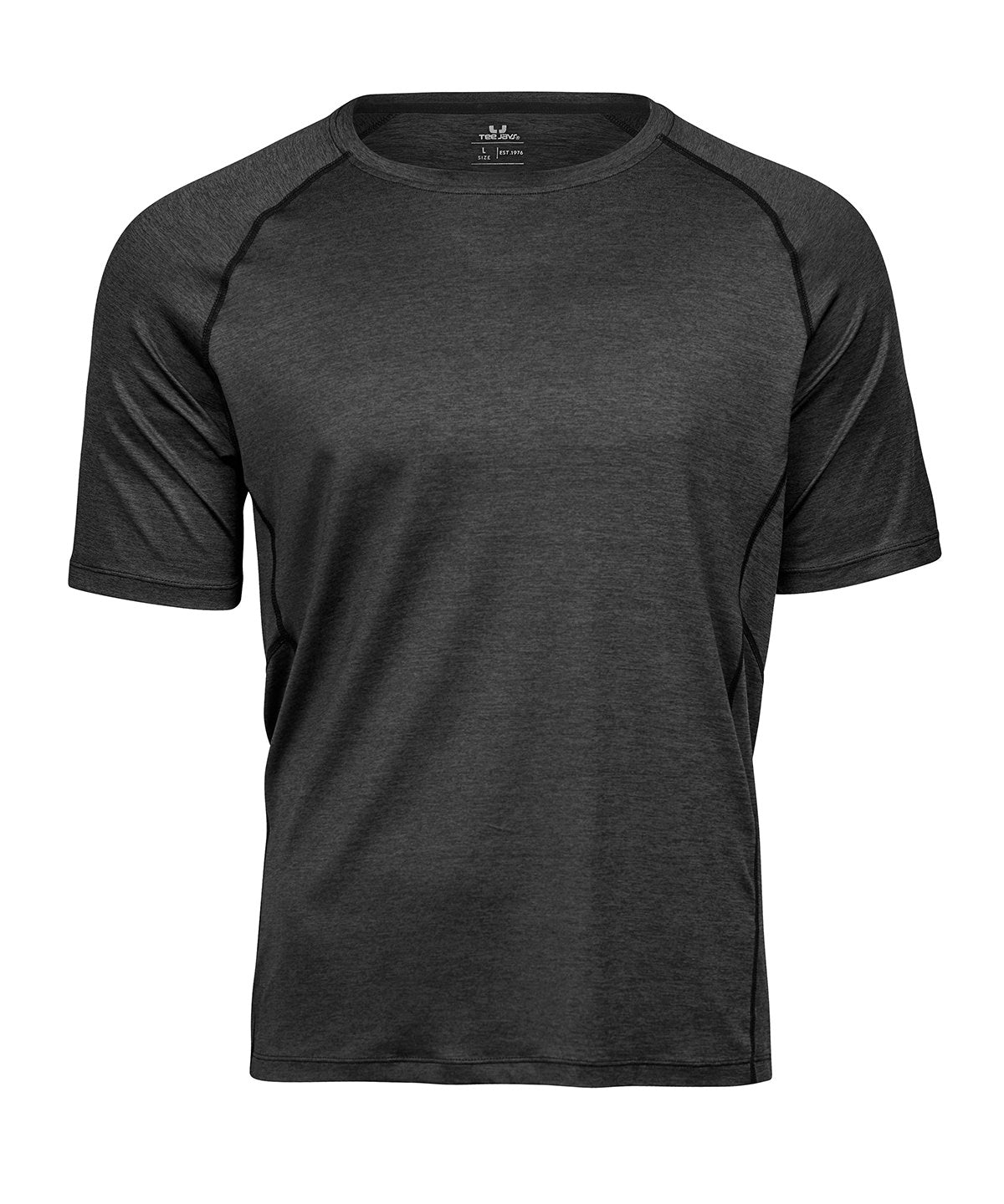 Tee Jays CoolDry tee in Black Melange, front view