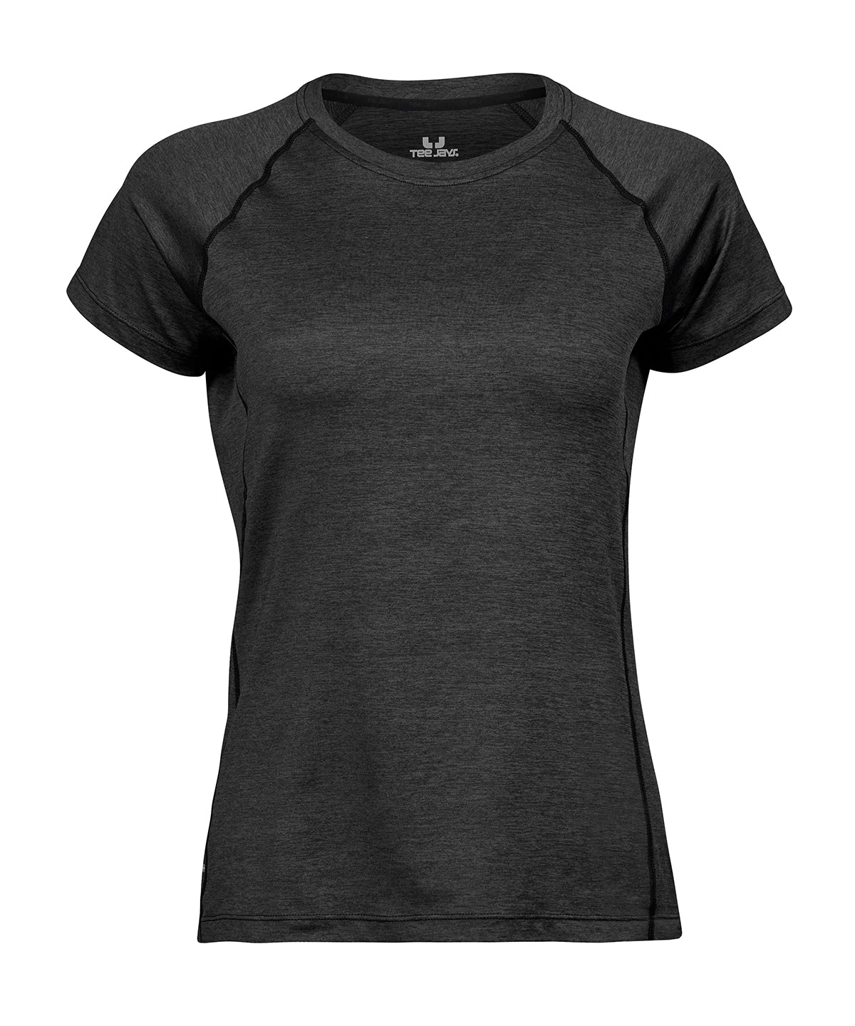 Tee Jays Women’s CoolDry tee in Black Melange, front view