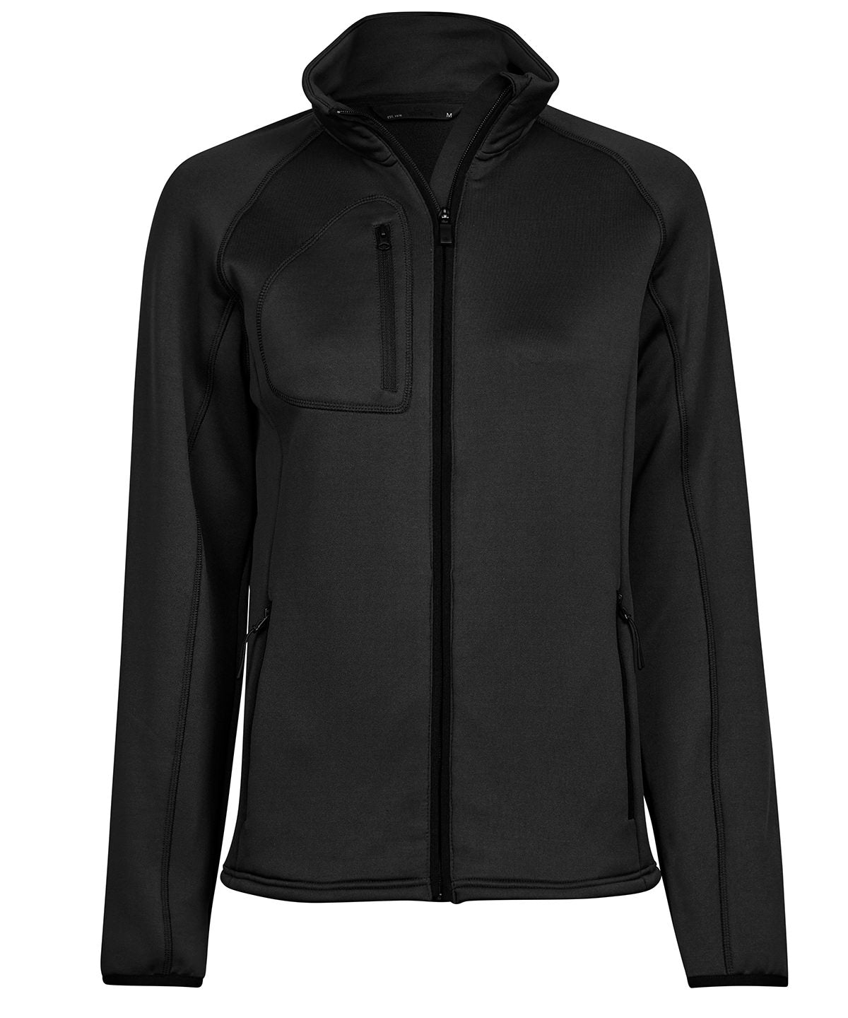 Tee Jays Women’s stretch fleece in Black, front view
