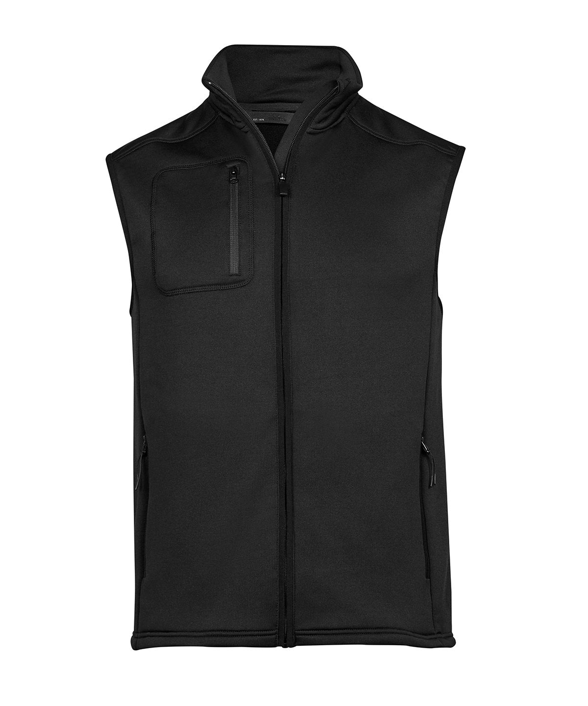 Tee Jays Stretch fleece bodywarmer in Black, front view