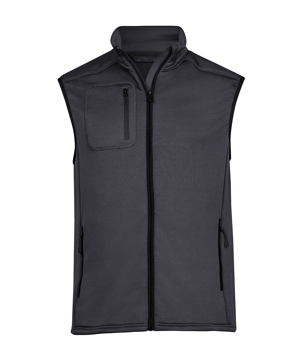 Tee Jays Stretch fleece bodywarmer in Dark Grey, front view