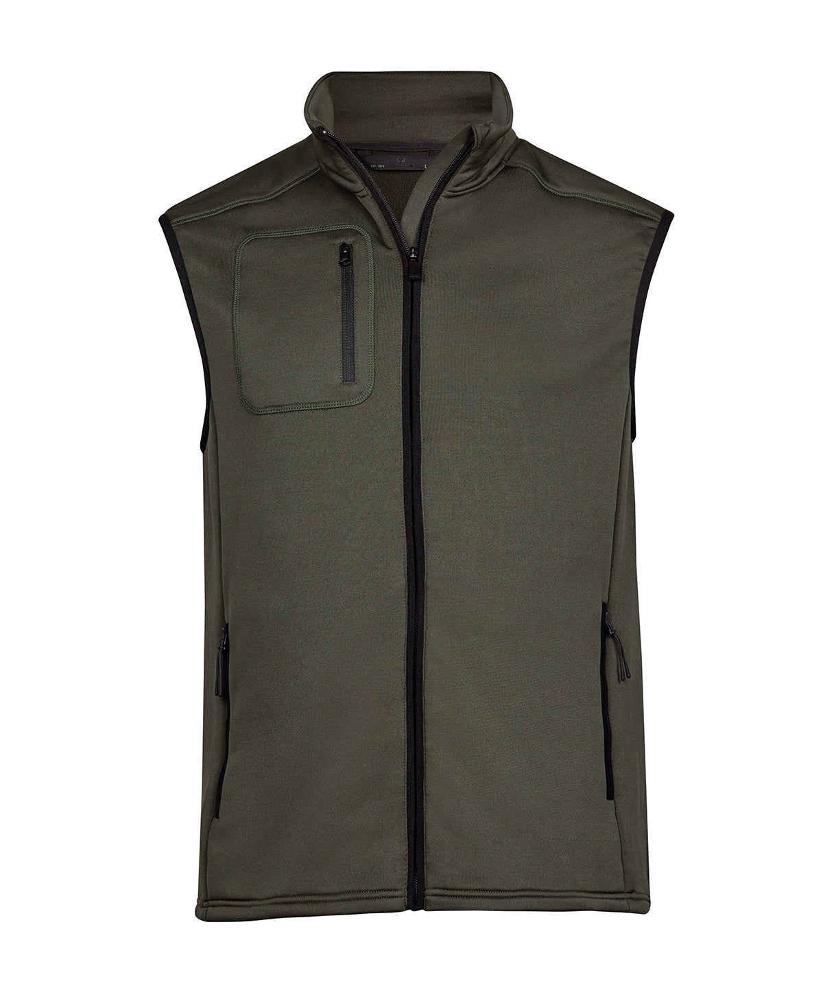 Tee Jays Stretch fleece bodywarmer in Deep Green, front view