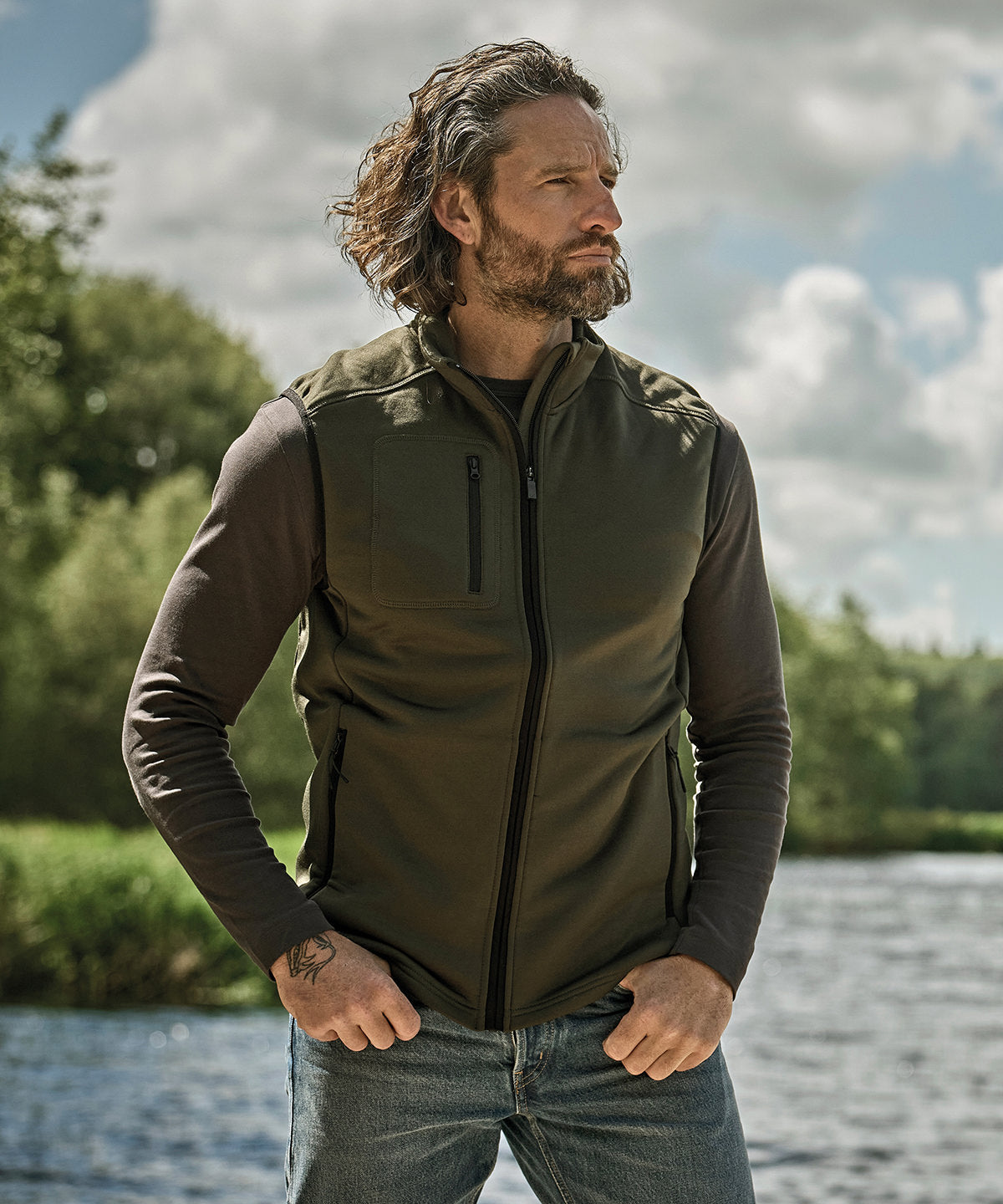 Tee Jays Stretch fleece bodywarmer, lifestyle photo