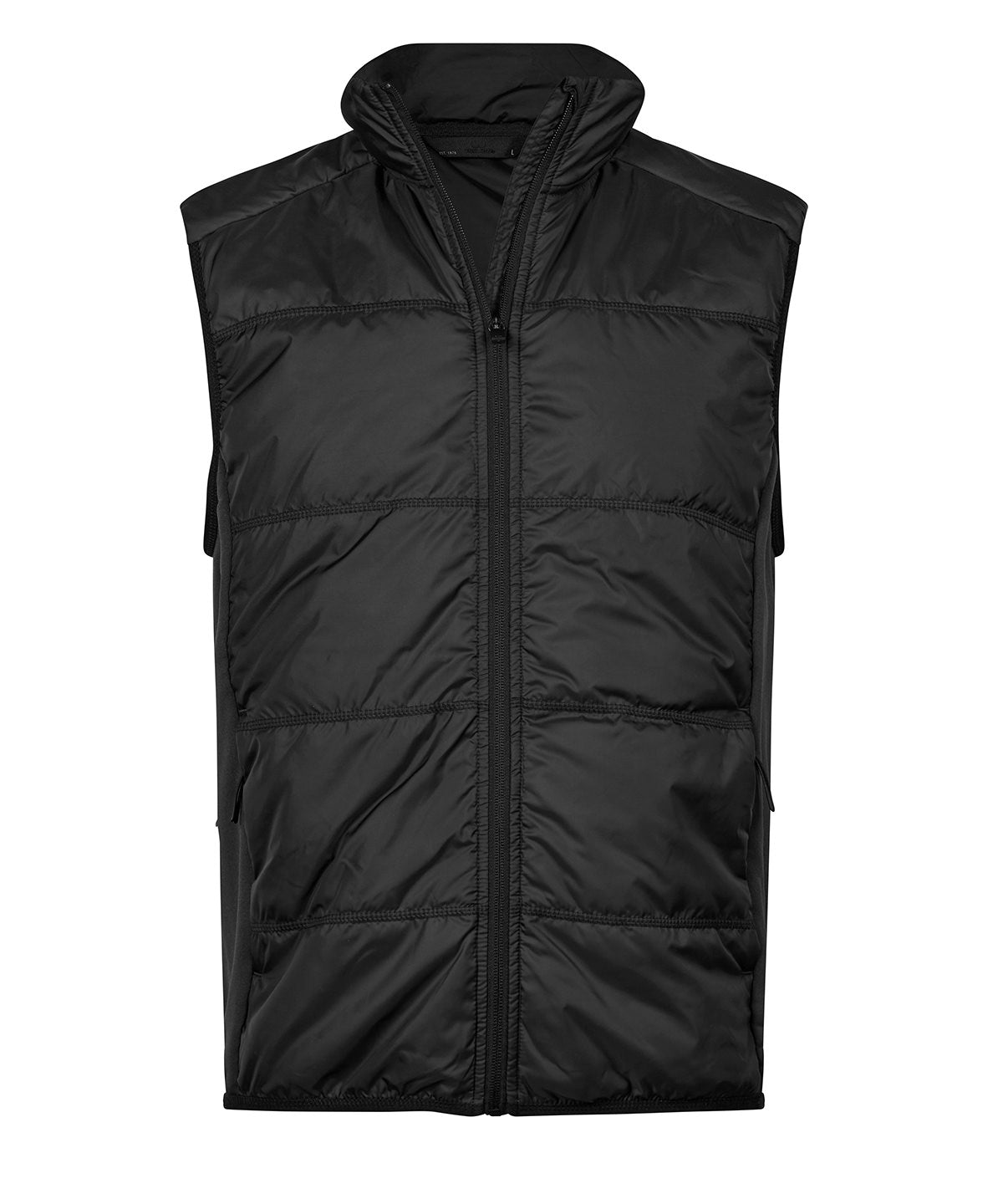 Tee Jays Hybrid-stretch bodywarmer in Black/Black, front view