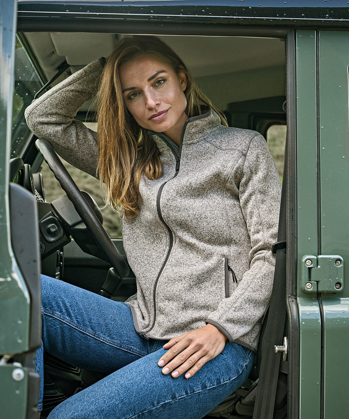 Tee Jays Women’s outdoor fleece, lifestyle photo