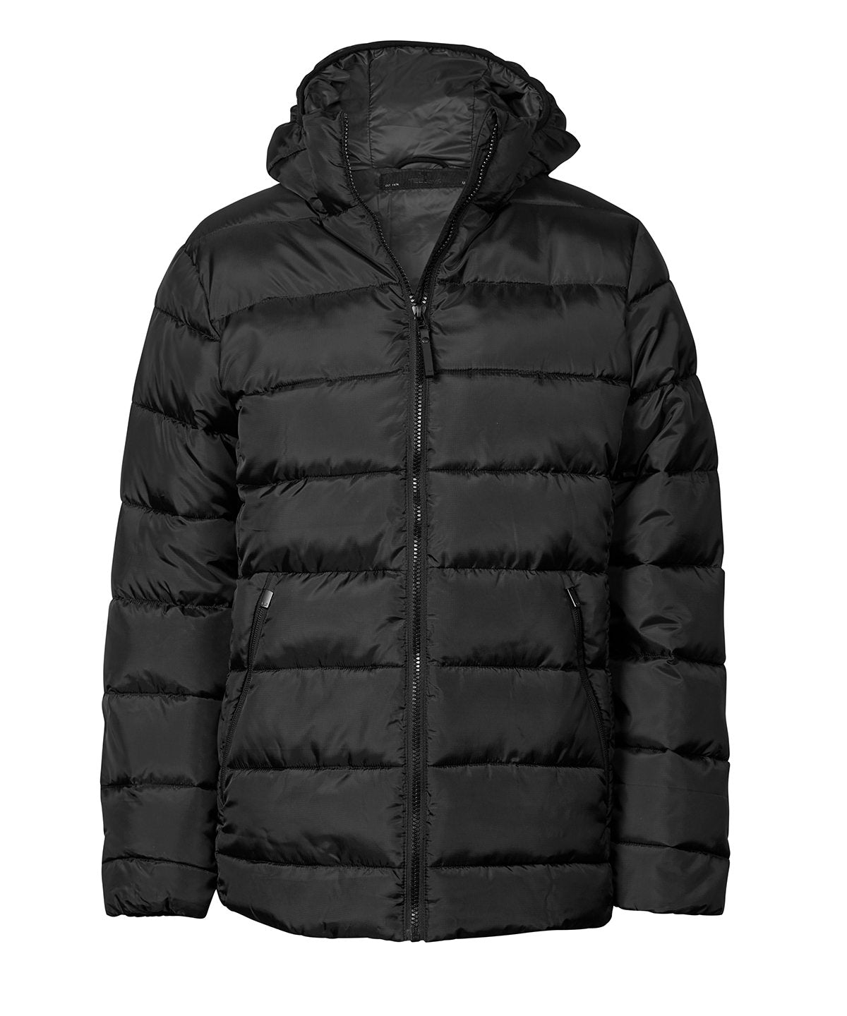 Tee Jays Women’s lite hooded jacket in Black, front view