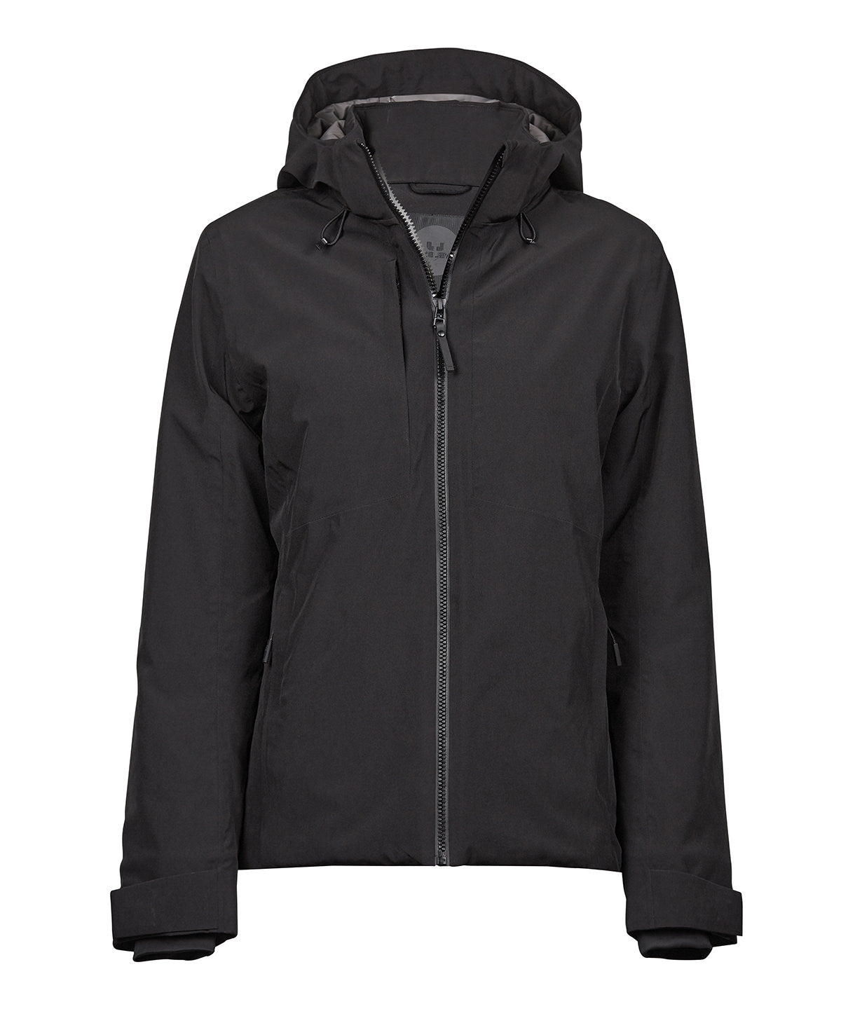 Tee Jays Women’s all weather winter jacket in Black, front view