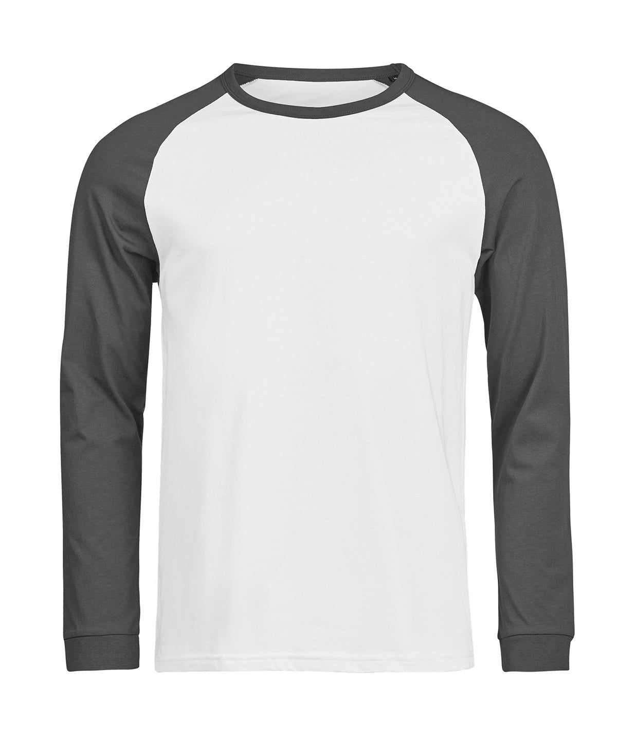 Tee Jays UNLABELED baseball tee in White/Black, front view