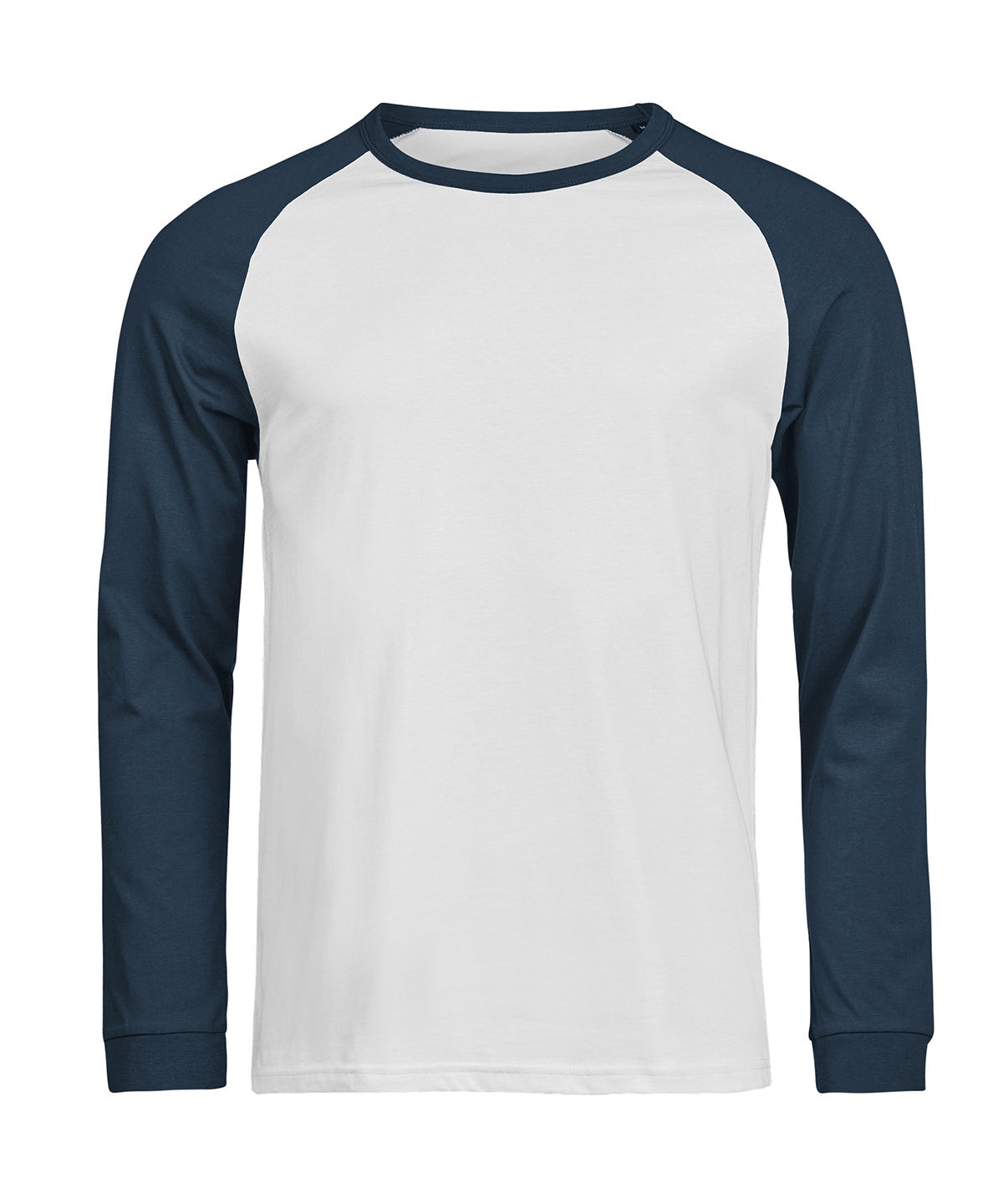 Tee Jays UNLABELED baseball tee in White/Ink, front view