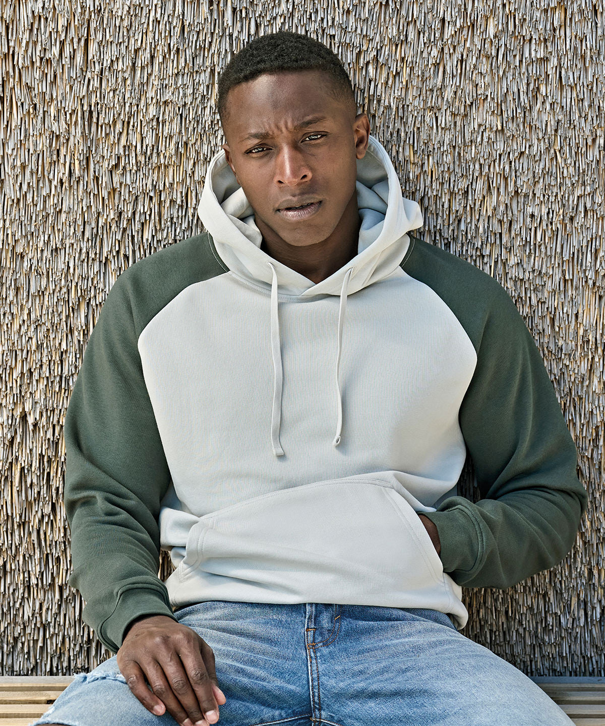 Tee Jays UNLABELED two-tone hooded sweatshirt, lifestyle photo
