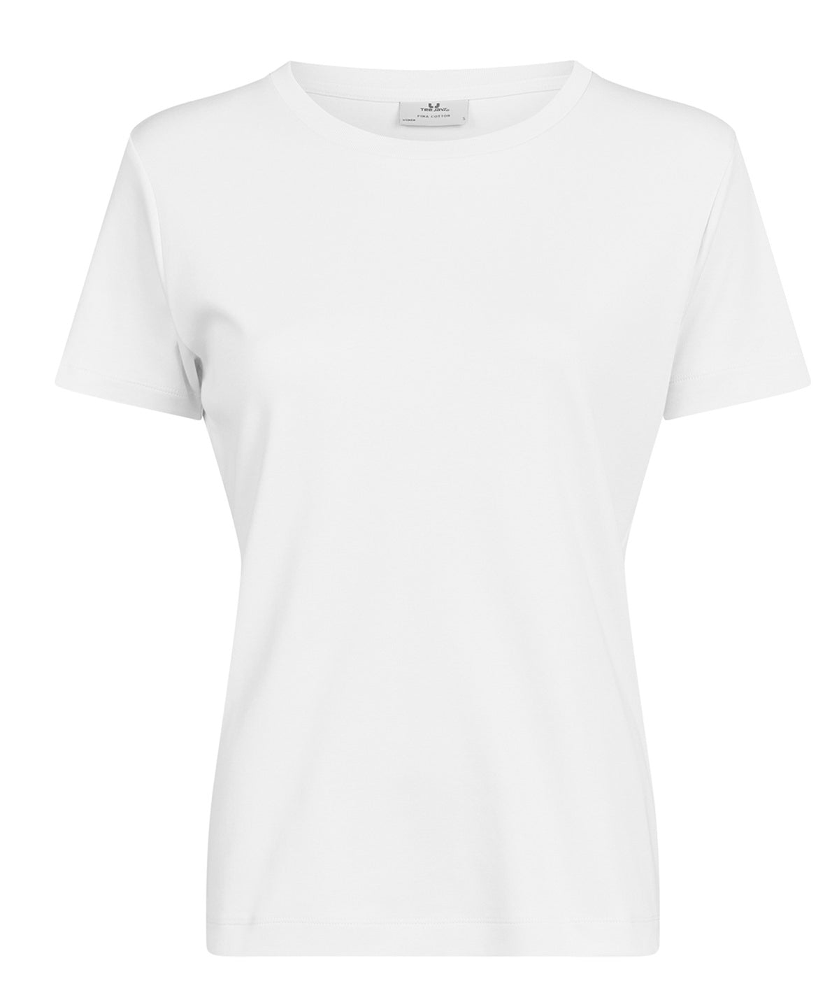 Tee Jays Women’s Pima cotton tee in White, front view