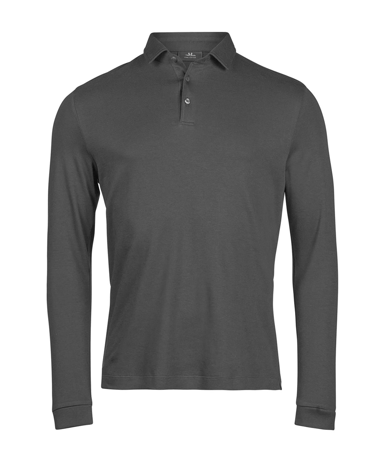 Tee Jays Pima cotton long-sleeve polo in Black, front view