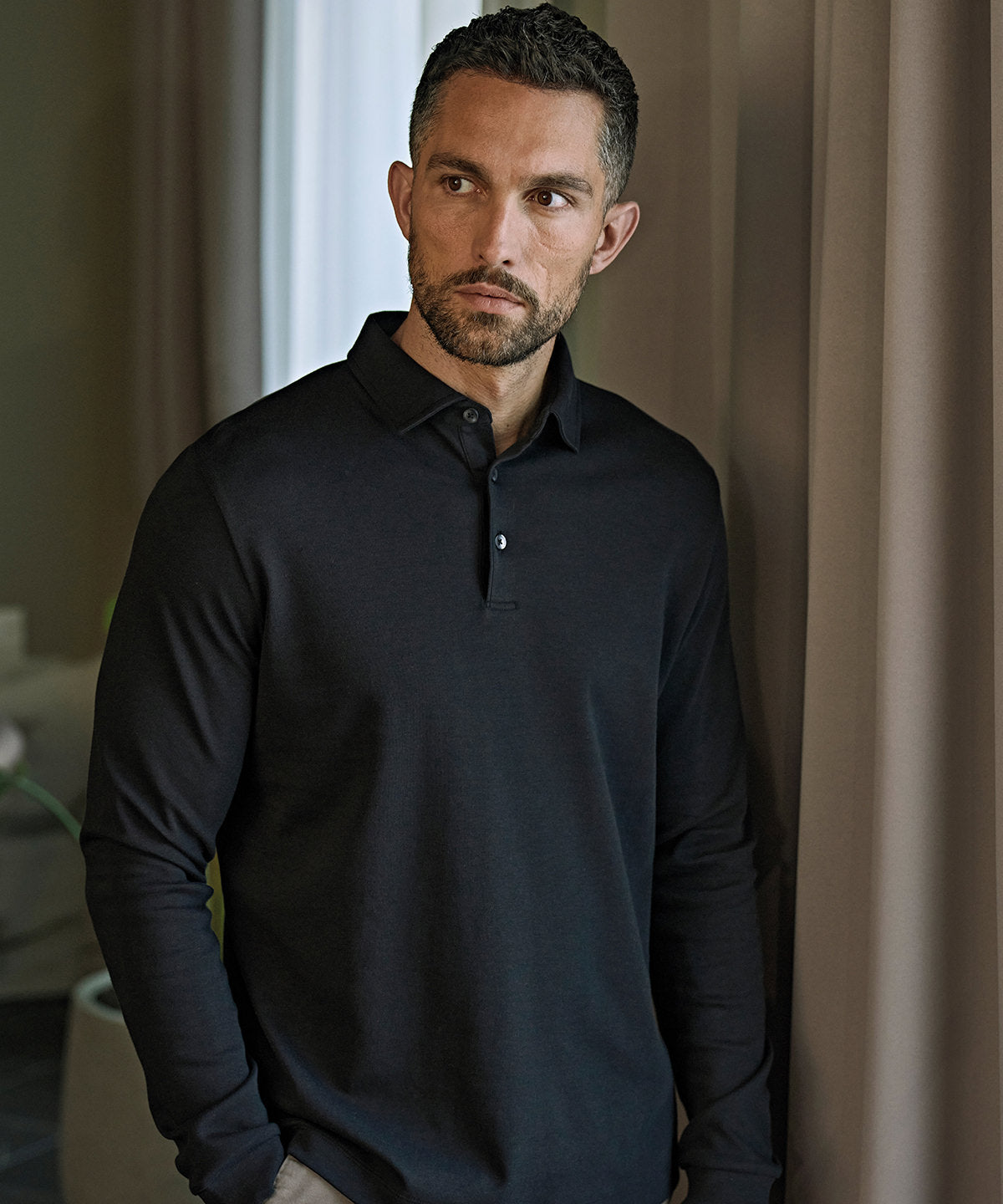 Tee Jays Pima cotton long-sleeve polo, lifestyle photo