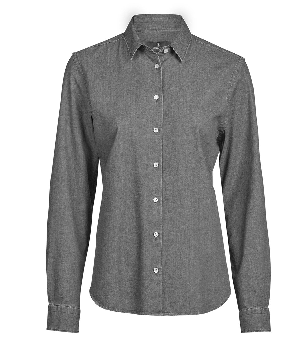 Tee Jays Women’s denim shirt in Black Denim, front view