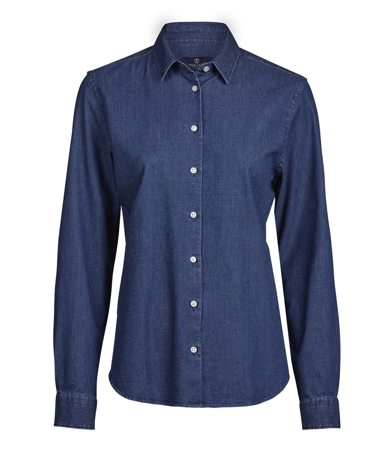 Tee Jays Women’s denim shirt in Blue Denim, front view