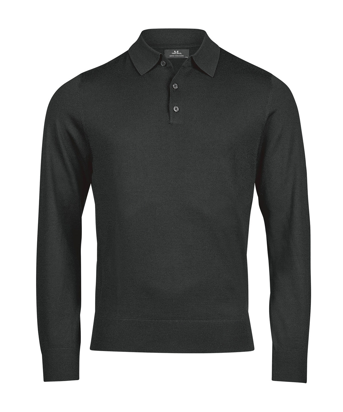 Tee Jays Polo knit in Black, front view