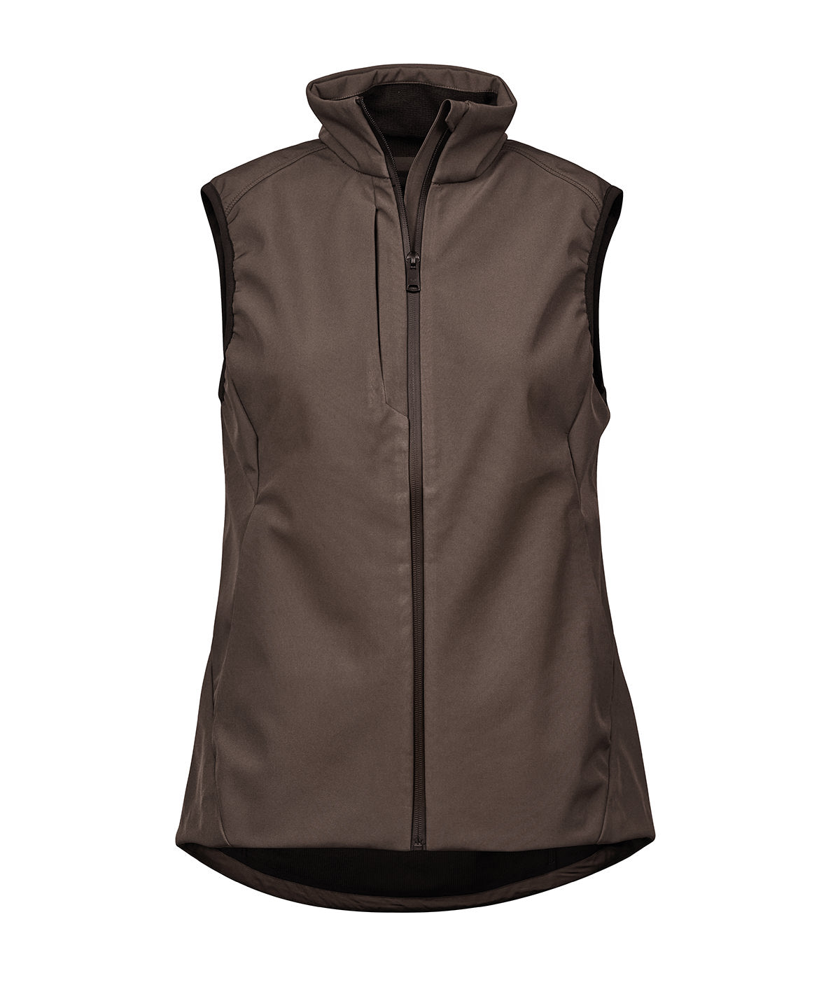 Tee Jays Women's performance softshell bodywarmer in Earth, front view