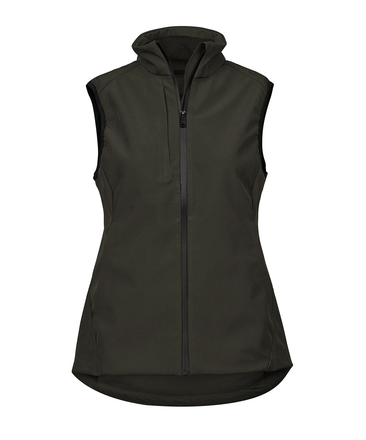 Tee Jays Women's performance softshell bodywarmer in Hunter Green, front view