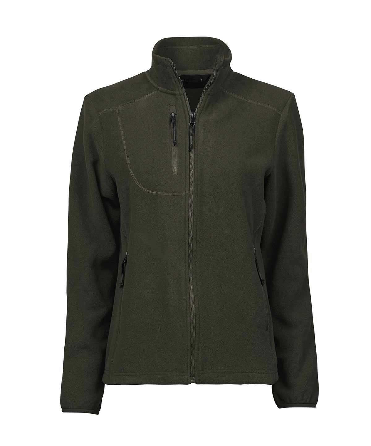 Tee Jays Women’s trail fleece in Hunter Green, front view