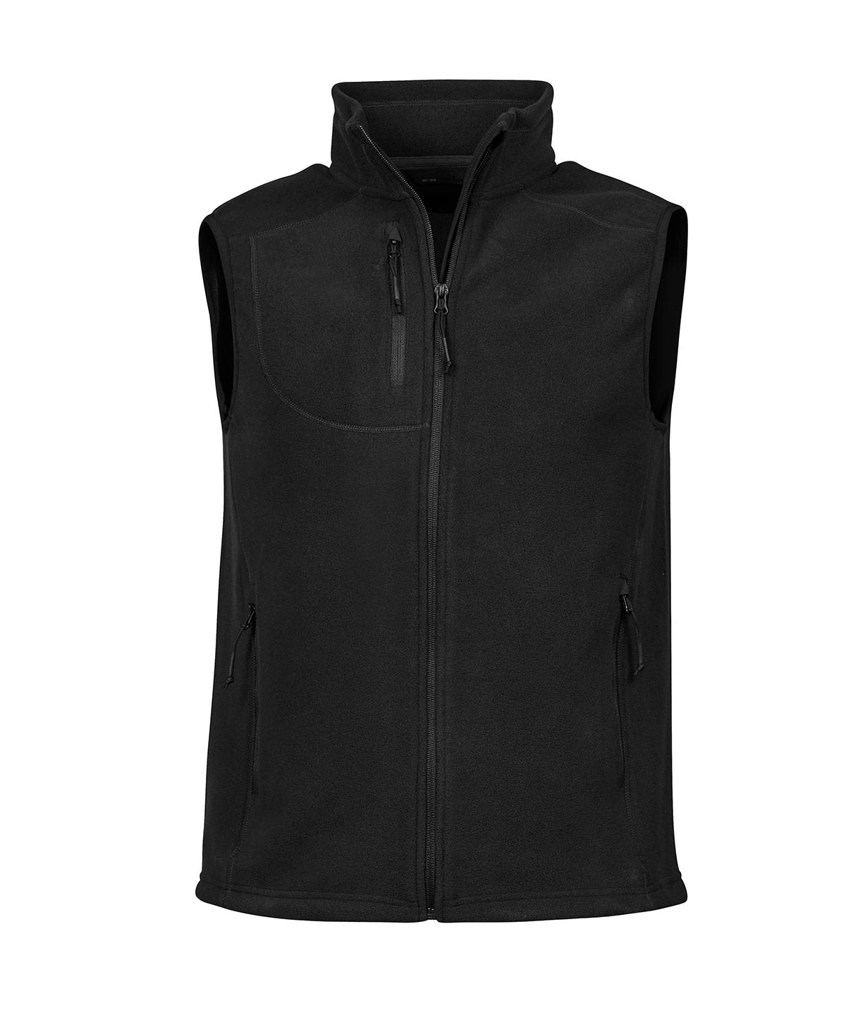 Tee Jays Trail fleece bodywarmer in Black, front view