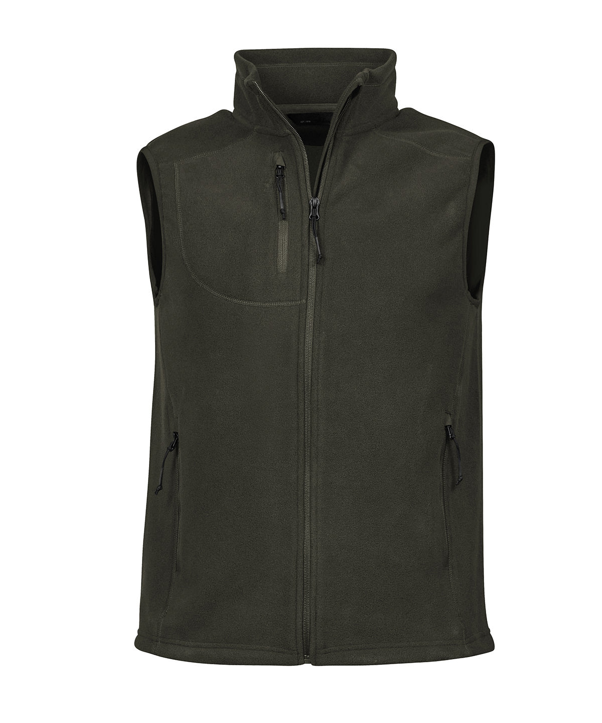 Tee Jays Trail fleece bodywarmer in Hunter Green, front view