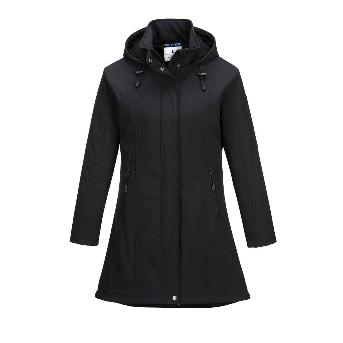 Portwest Carla Women's Hooded Softshell Jacket in Black, main product image