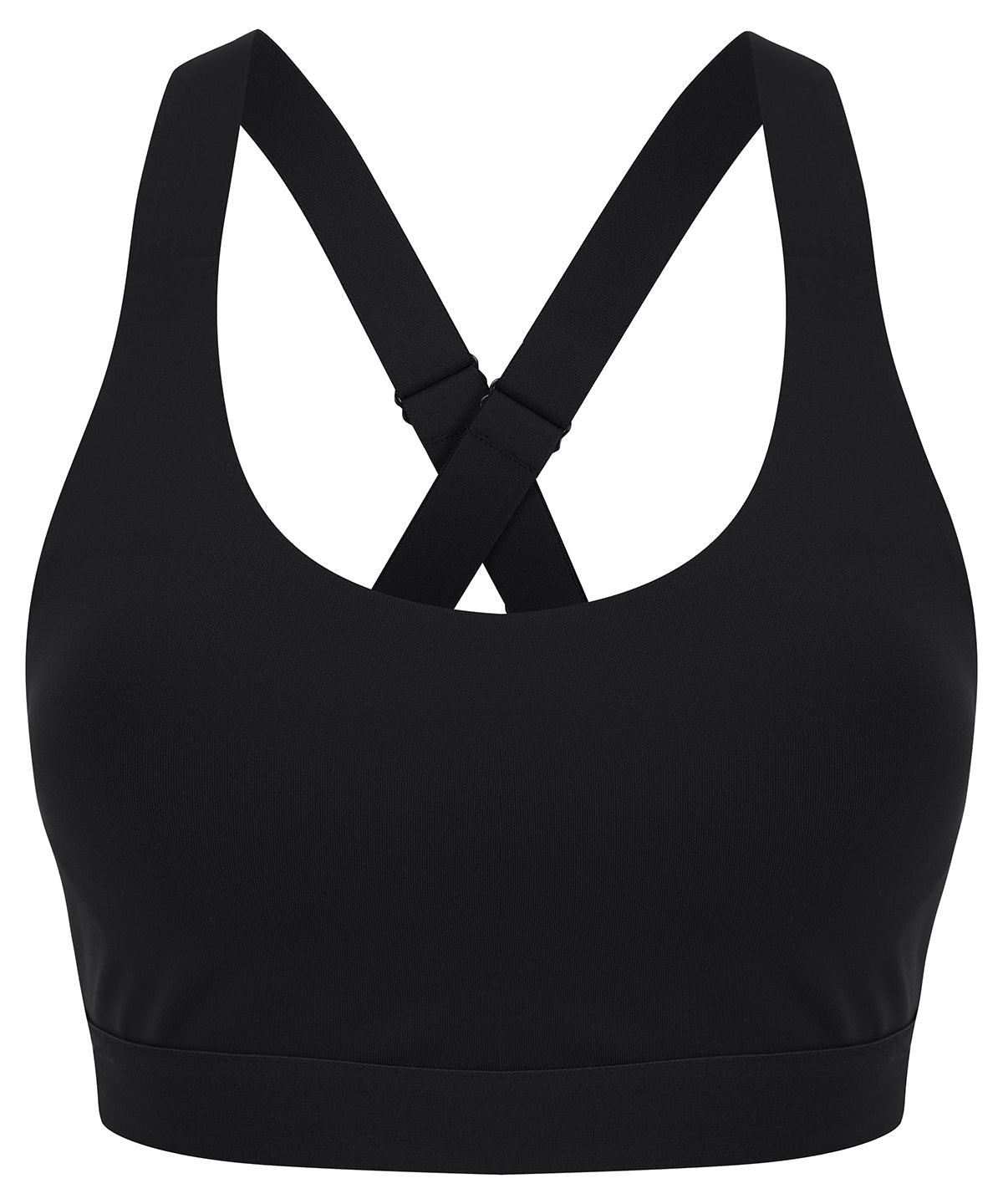 Tombo Medium impact core bra in Black, front view