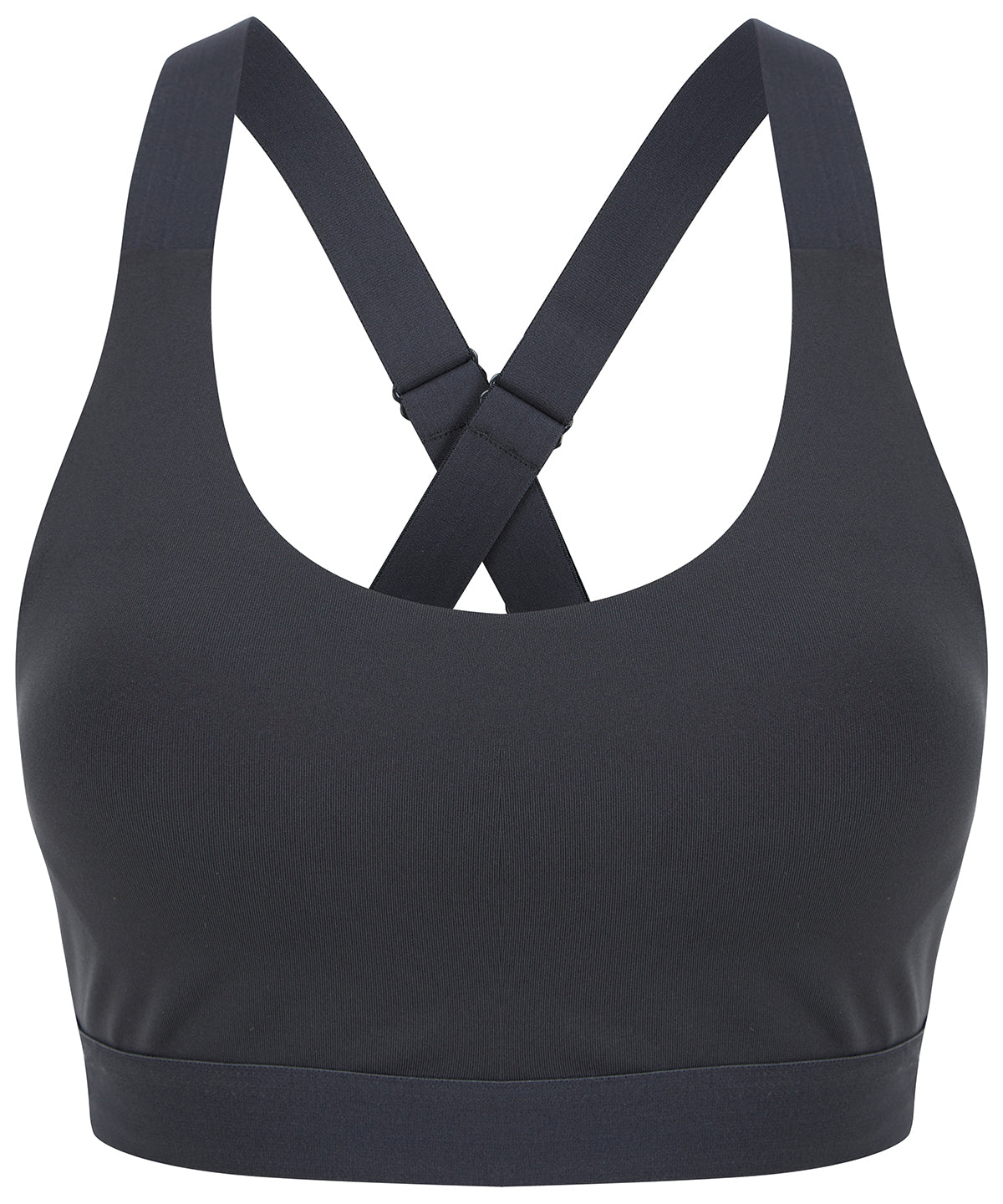 Tombo Medium impact core bra in Charcoal Grey, front view
