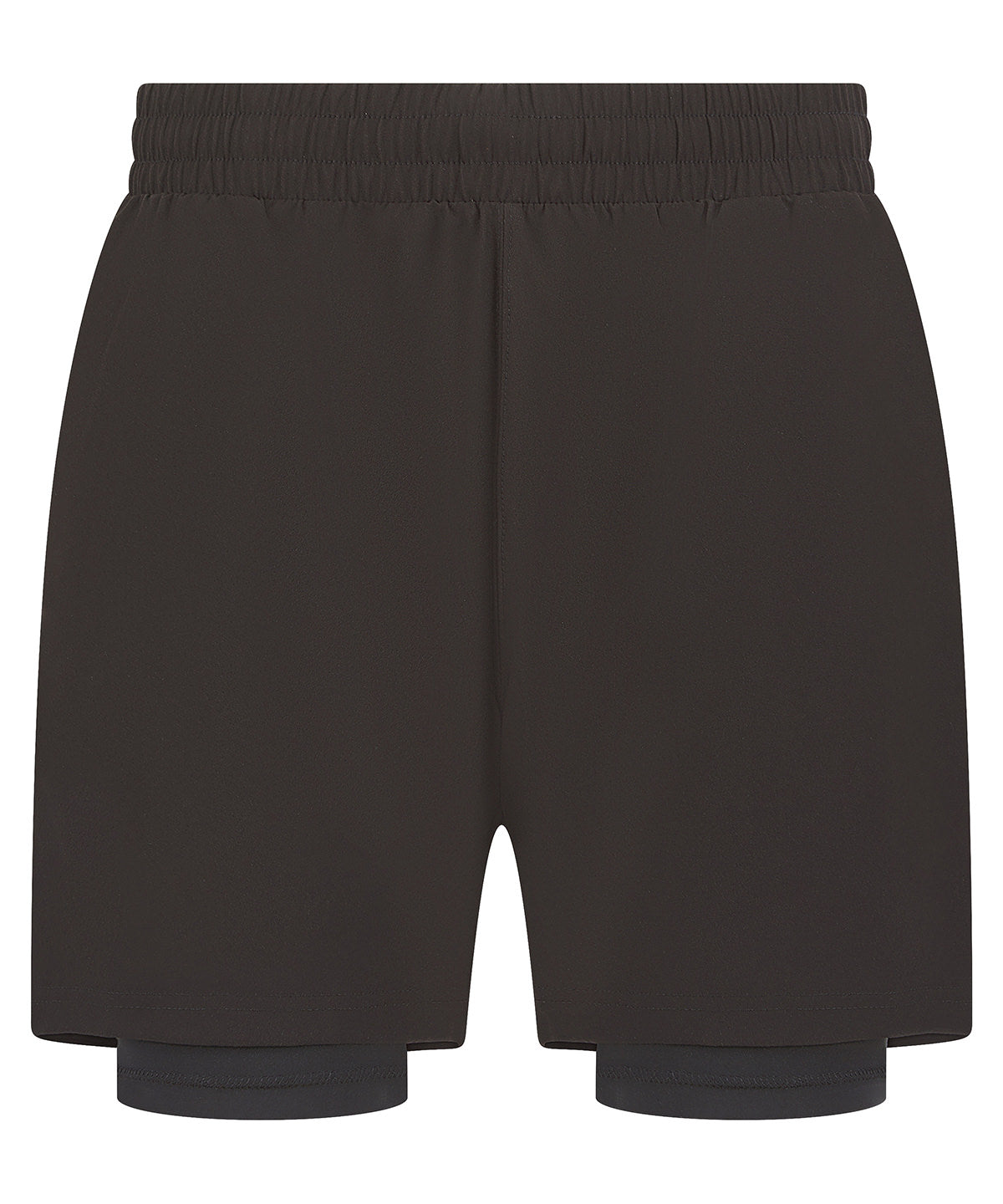 Tombo Double-layer sports shorts in Black/Black, front view