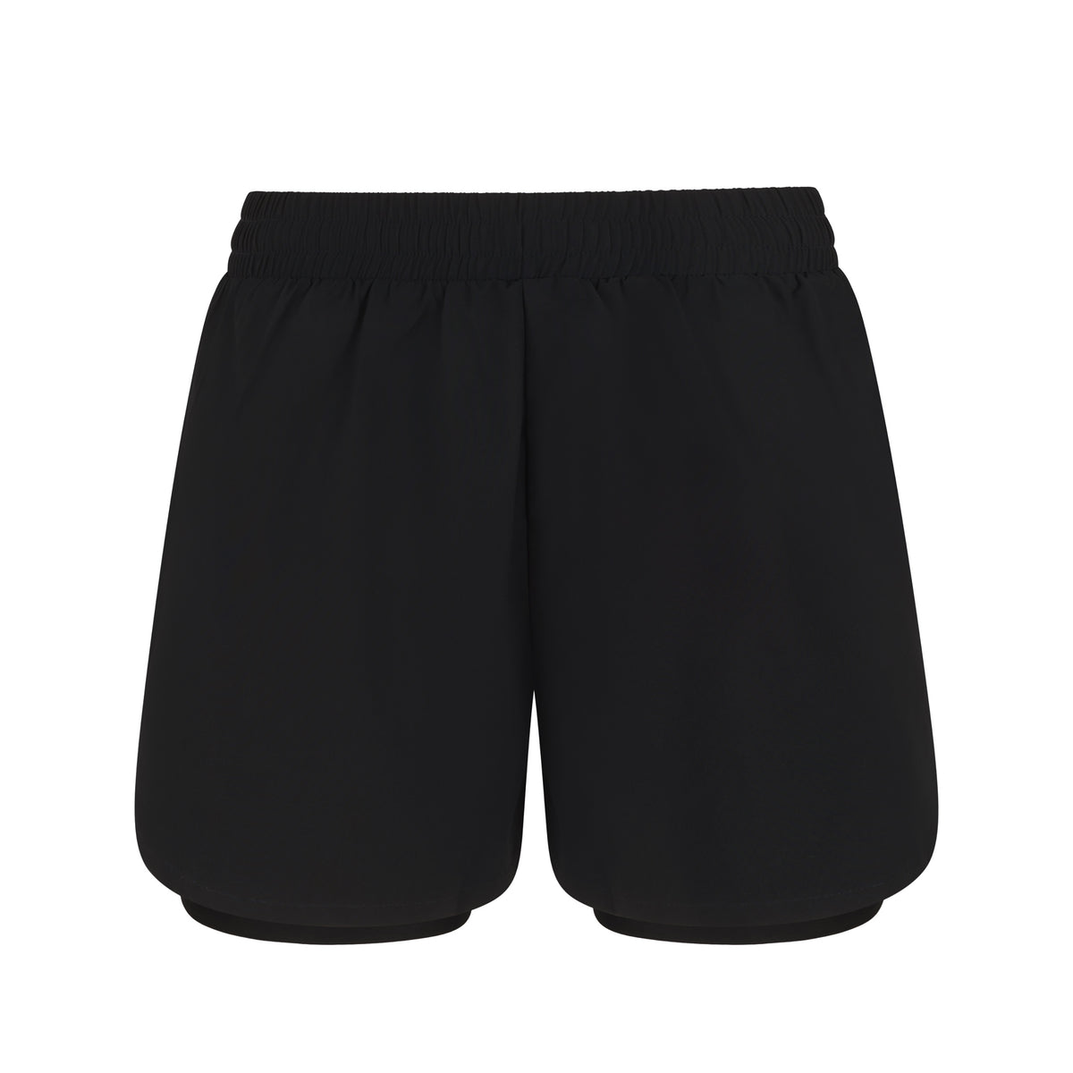 Tombo Women’s double-layer sports shorts in Black/Black, front view
