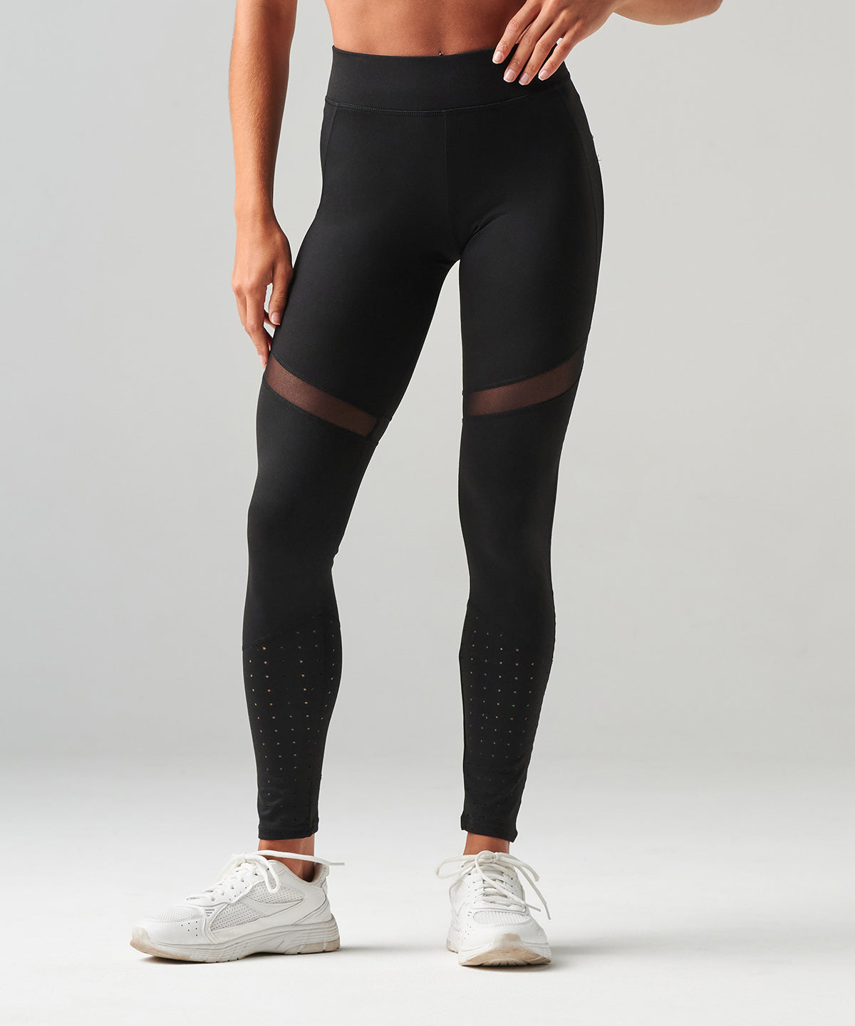Tombo Women's panelled leggings in Black, lifestyle photo