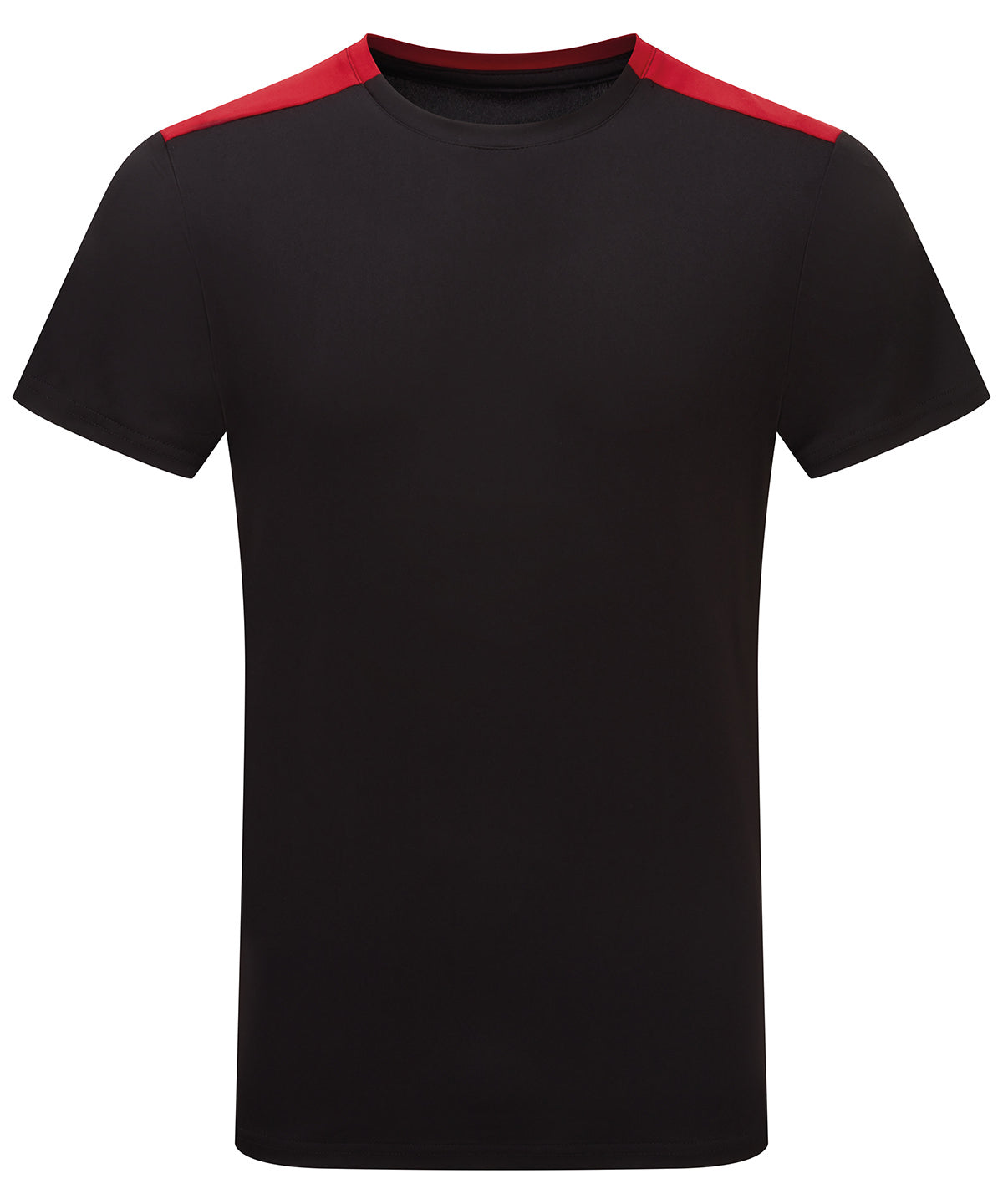 TriDri Contrast performance t-shirt in Black/Fire Red, front view