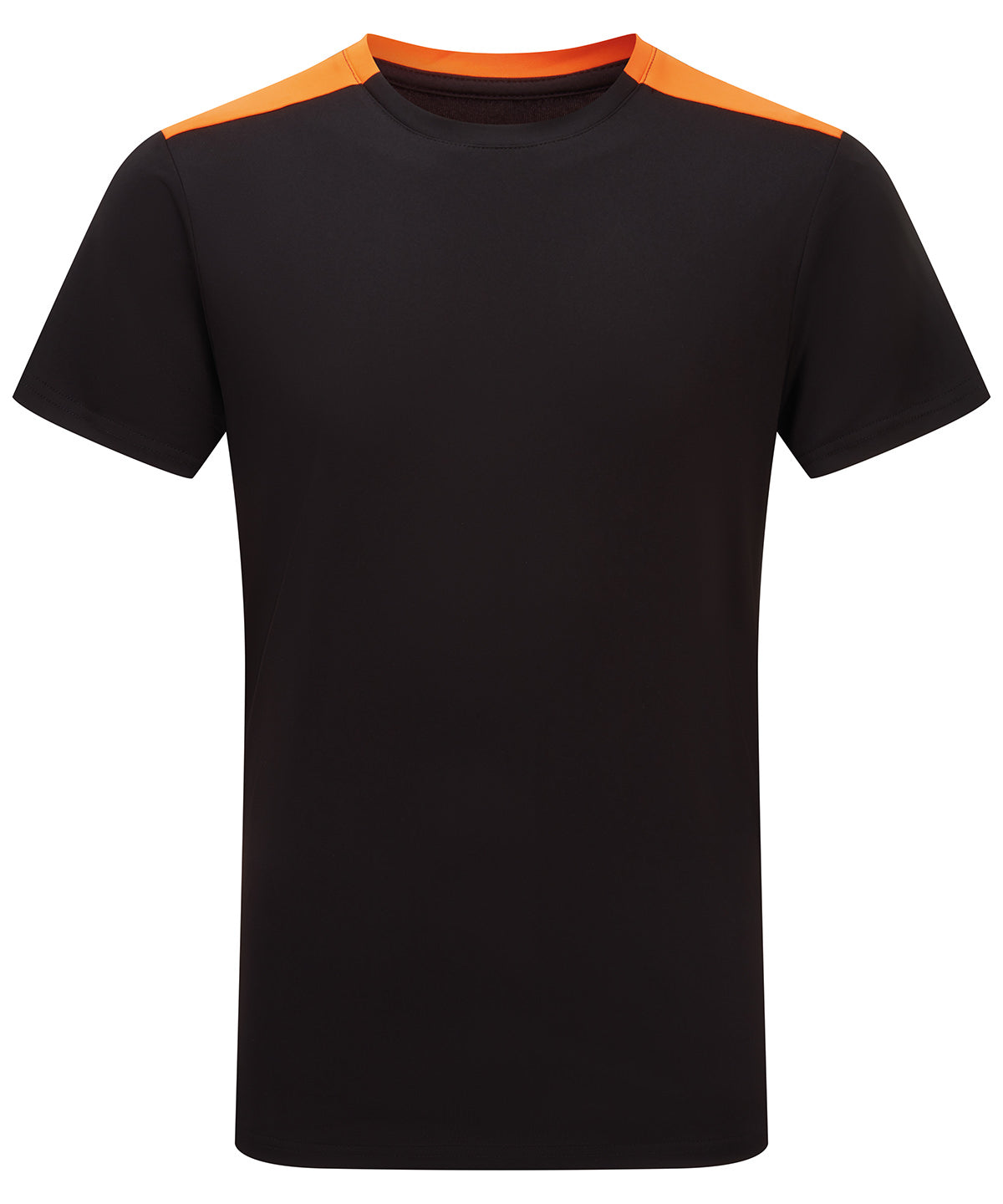 TriDri Contrast performance t-shirt in Black/Orange, front view